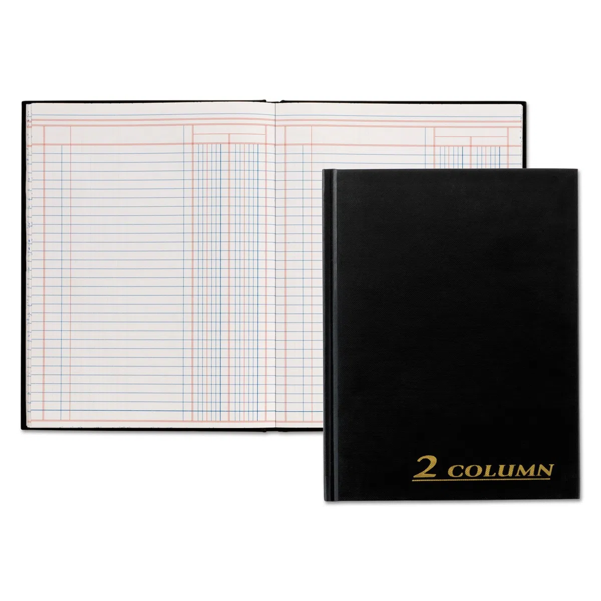 Libro de contabilidad, 2 Columna, tapa de color negro, 80 páginas, 7 x 9 1/4