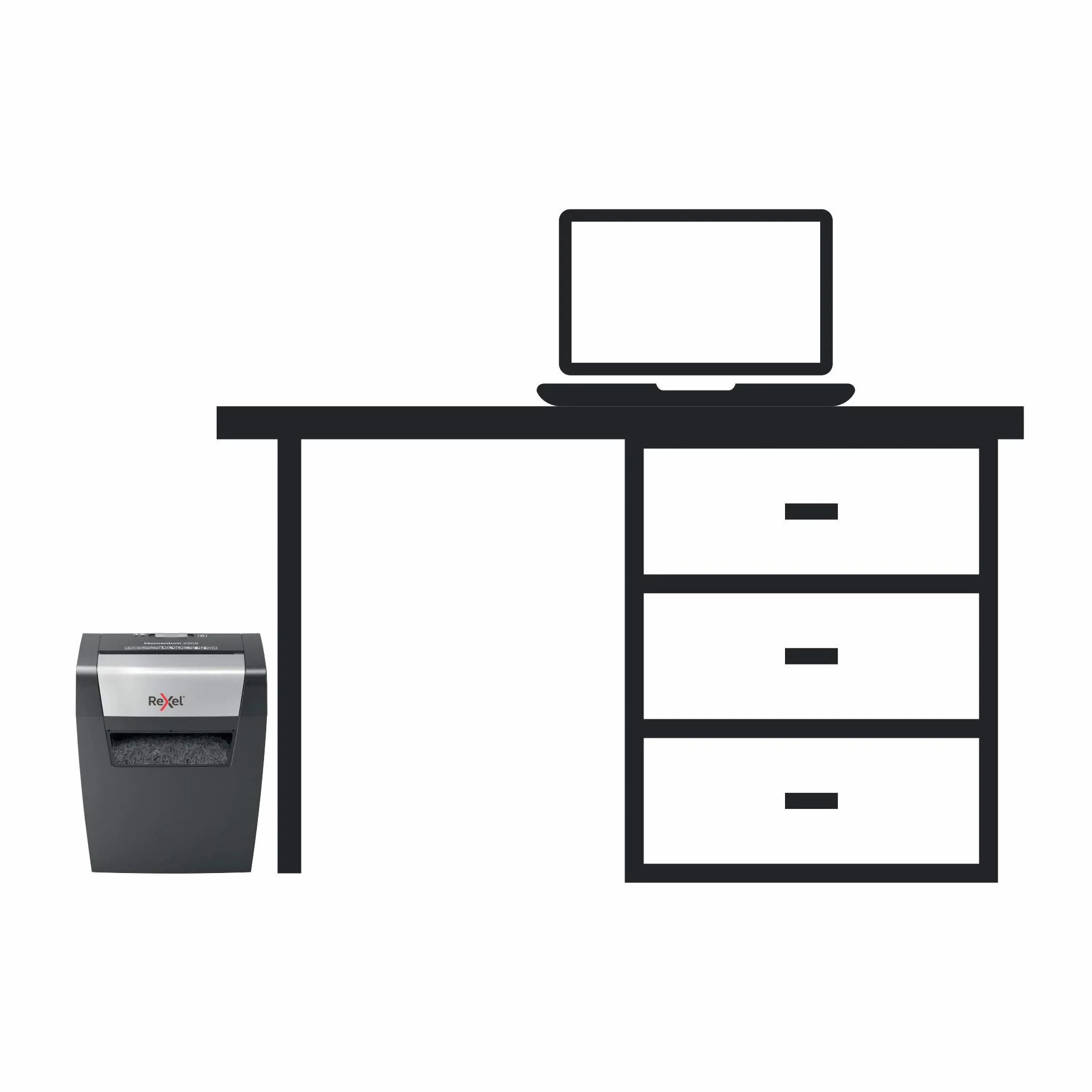 Rexel 2104570EU - Destructora Personal/Home Office Momentum X308, Destruye hasta 8 Hojas, Papelera de 15L, Corte en Confeti, Seguridad P3, Ideal para Casa/Negocios, Destruye Papel, Grapas y Clips