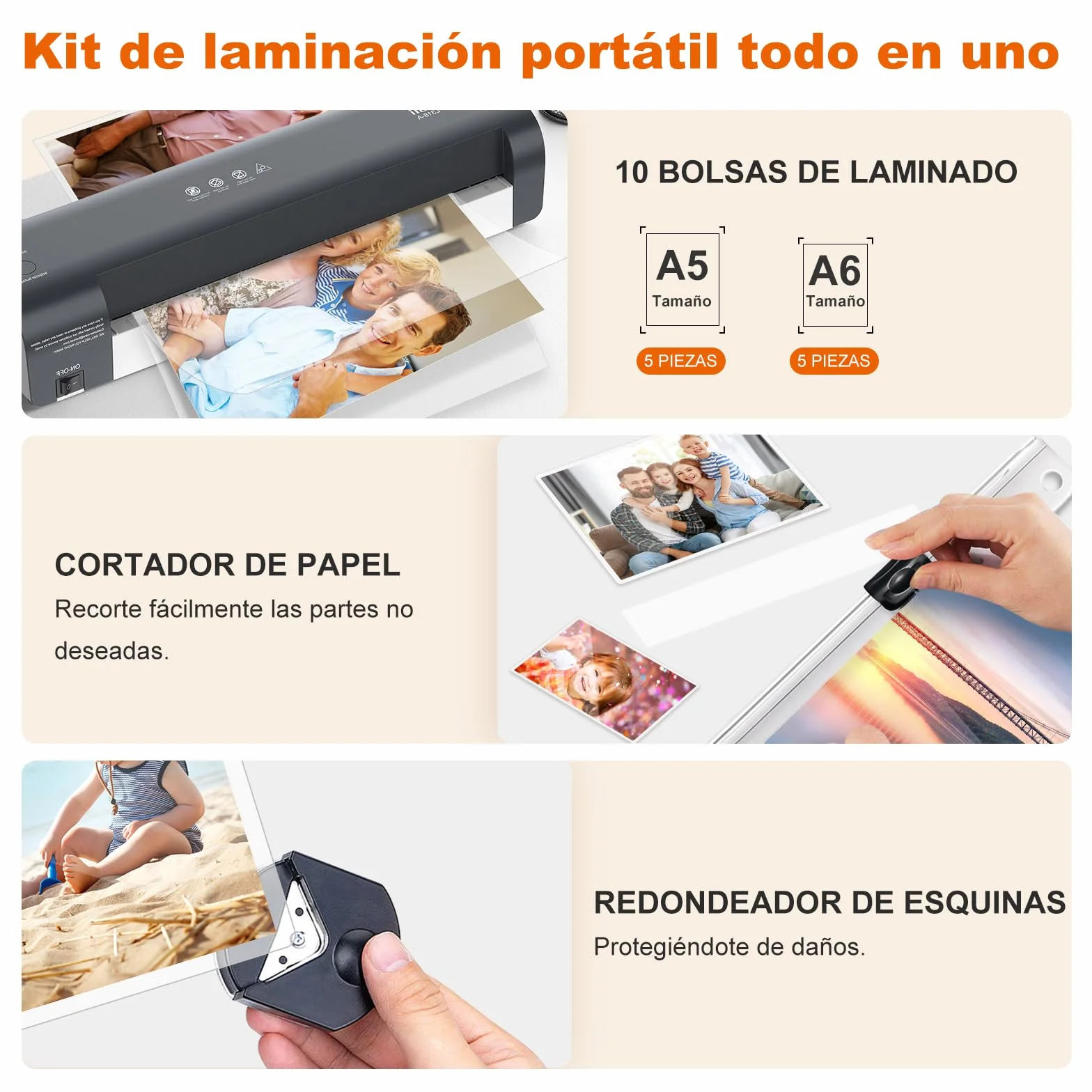 Bonsaii A3 Plastificadora 5 en 1, Laminadora con Cortador y Redondeador de Esquinas, Protección Contra Atascos (L318-A)