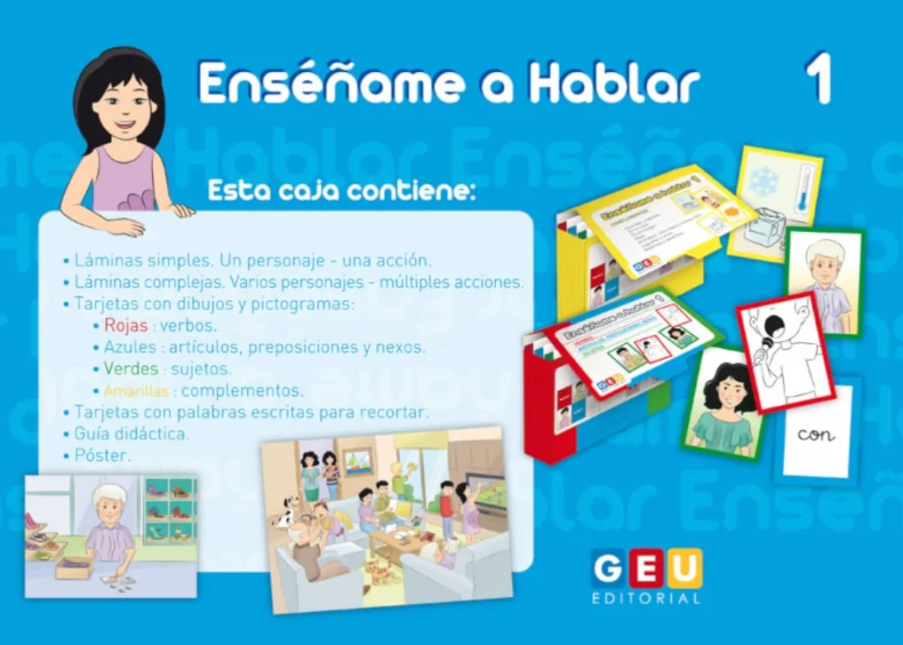Enséñame a hablar / Editorial GEU / Aprendizaje del lenguaje / Mejora la comprensión / Con tarjetas ilustradas