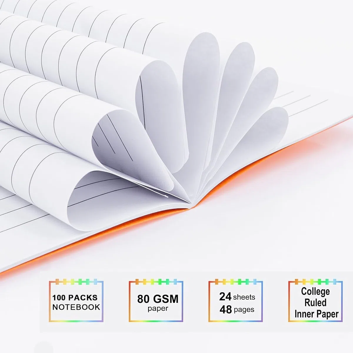 Paquete de 100 cuadernos coloridos a granel, cuadernos de bolsillo pequeño de 9 x 14 cm, blocs de notas rayados, cuadernos de bocetos para niños, estudiantes, oficina, 24 hojas/48 páginas (3.5 x 5.5