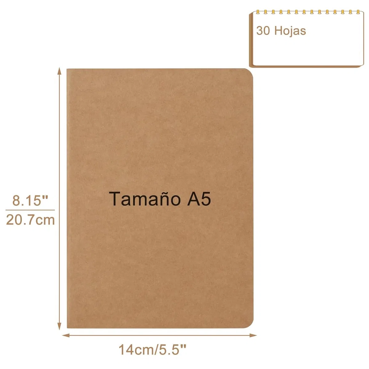 Adri 100 Cuadernos A5 lisos kraft, Páginas Blancas, Libretas de Notas para Escritura, Dibujo, Notebooks, Diario, Bloc de Notas, Escolar, Regalo, para Niños, Estudiantes.