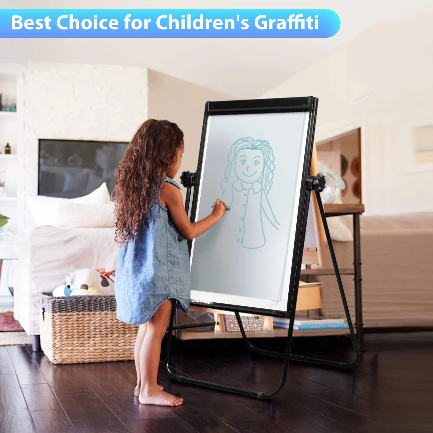 maxtek Pizarra Blanca Magnética 90 X 60 cm, Pizarra con U-Caballete, Doble Cara Whiteboard Marco de Aluminio, Altura Ajustable Pizarra de Borrado en Seco, Papel para Rotafolio MóVil con Gancho