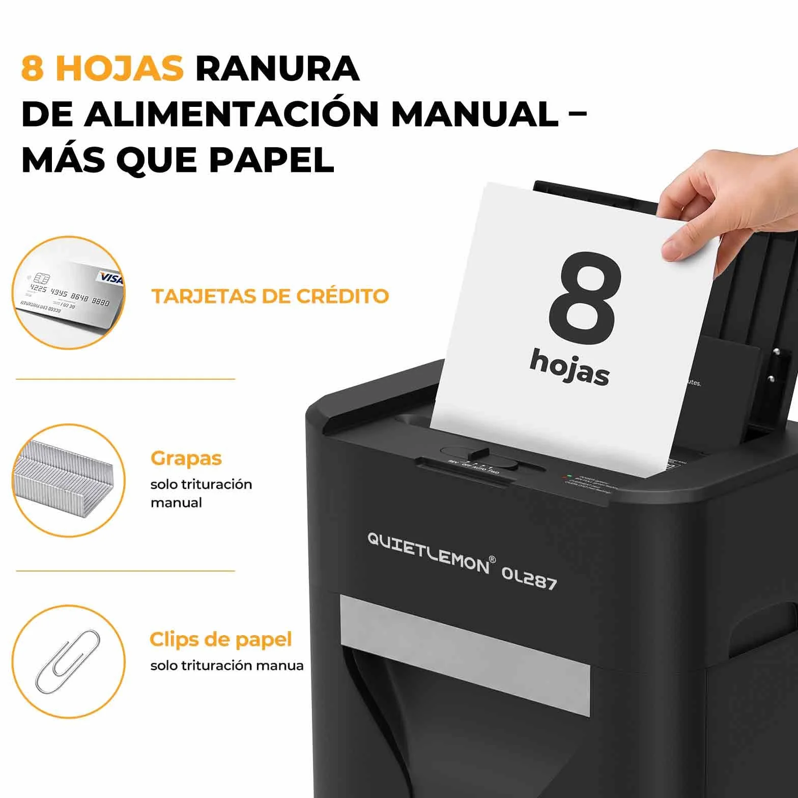 120 Hojas trituradora de Papel con alimentación automática, 60 min de Funcionamiento Continuo, P-4, Destructora Documentos Eléctrica Papelera 17L Oficina Casa Industrial Hogar
