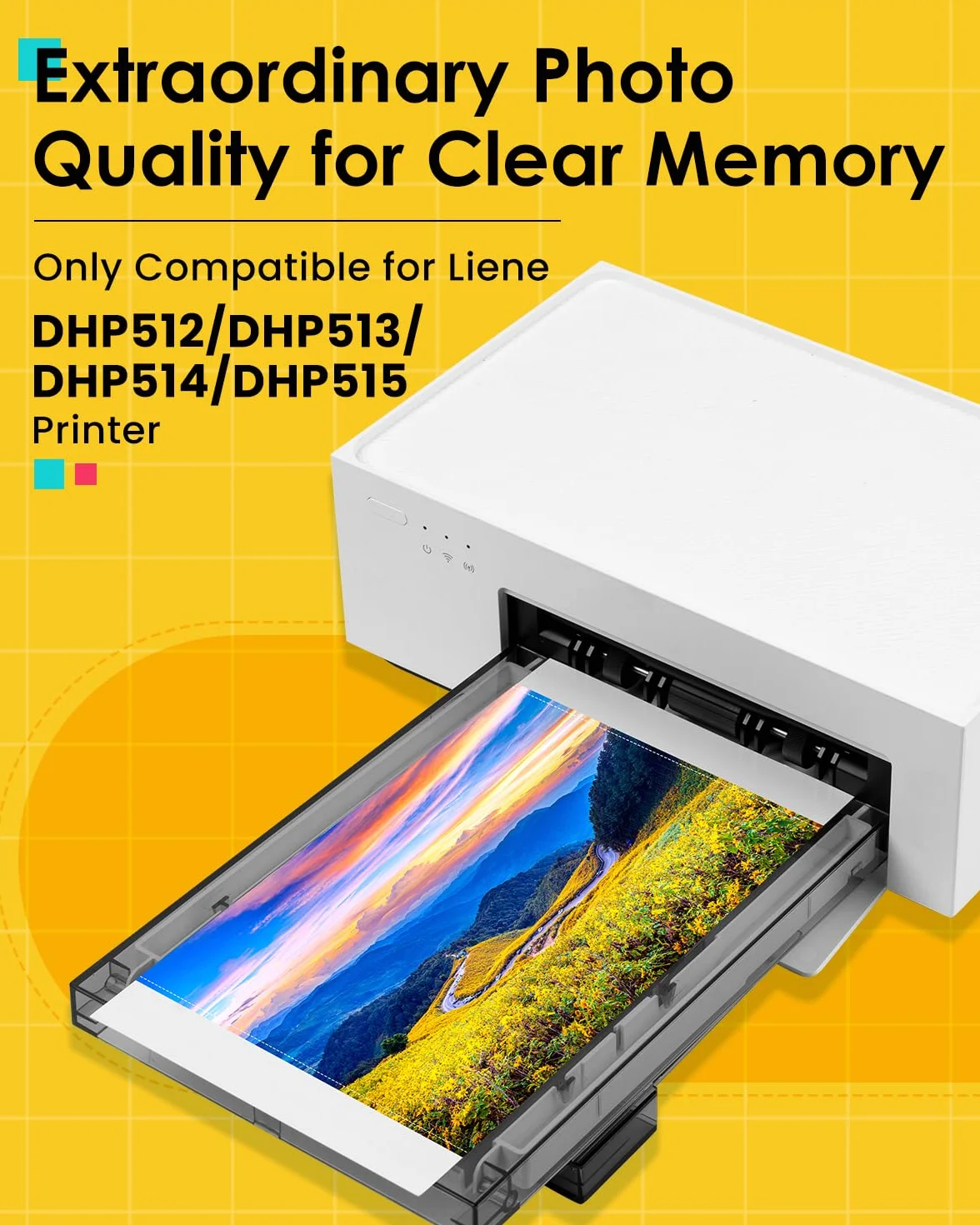 Compatible con Liene Amber M100/M200/M110/M210-80 Hojas de Papel Fotográfico y 2 Cartuchos de Tinta, Papel Fotográfico 4"x6" (10x15cm) para Impresora de Sublimación Térmica, Antioxidante