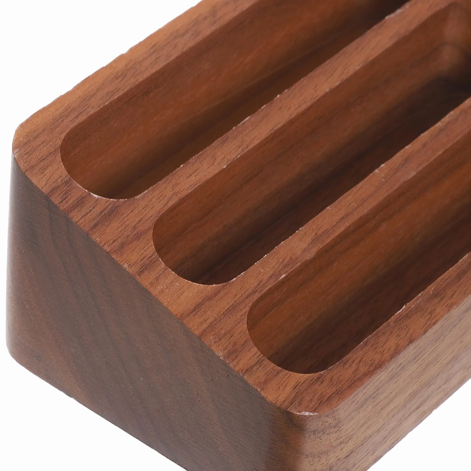 SHINEOFI 2piezas Tarjetero de Madera de Nogal Negro Estuche para Tarjetas de Visita Ranuras Pequeño Organizador para Oficina Hogar y Mesa de Escritorio