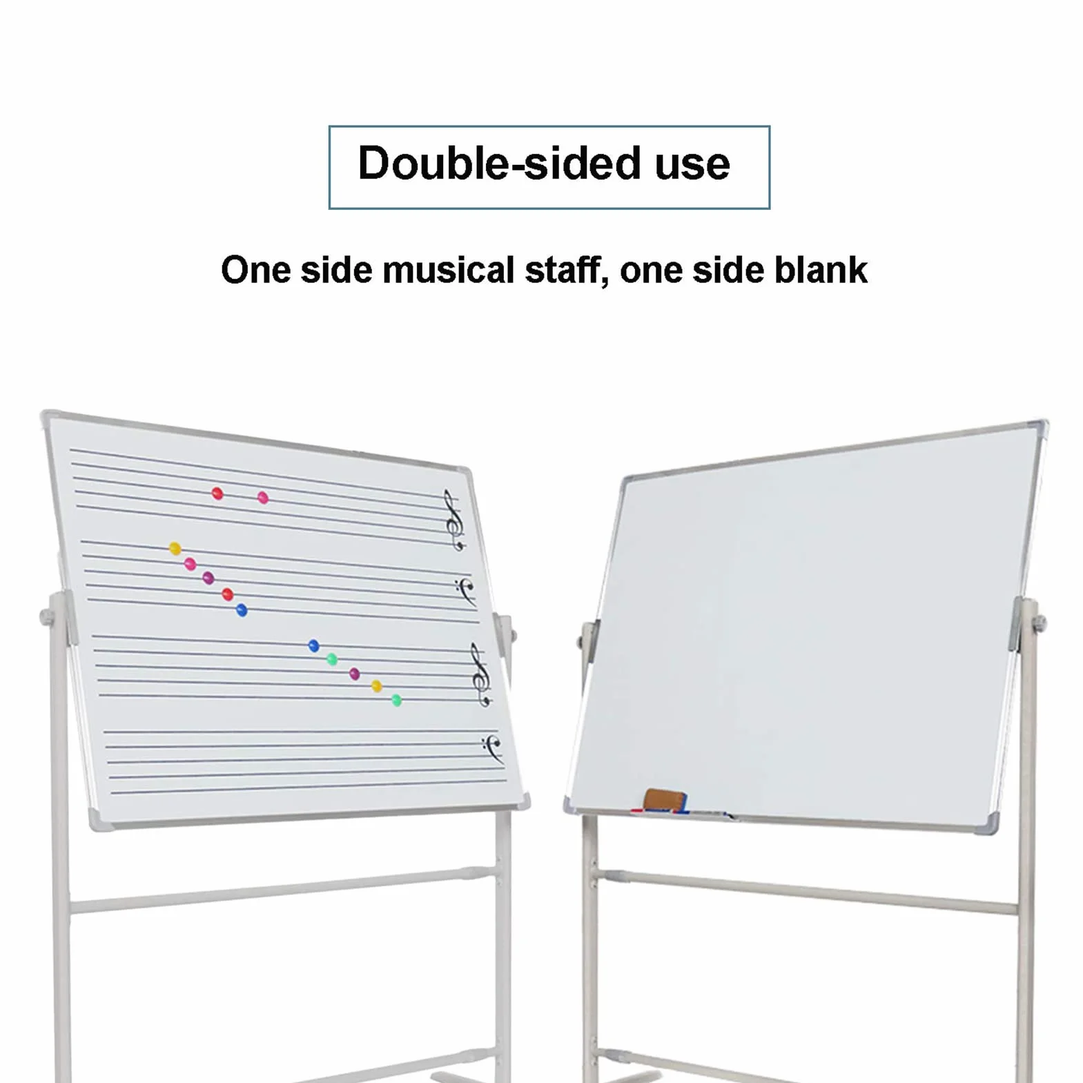 Pizarra Blanca de Doble Cara 60x90 cm Altura Ajustable para Enseñanza y Escuela
