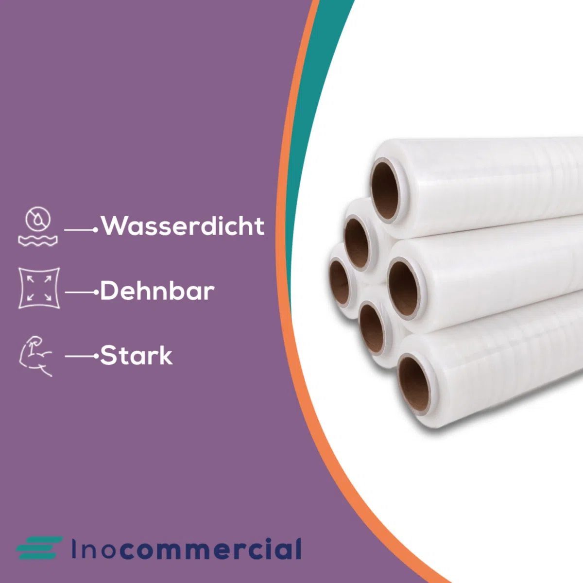 Inoverse 6 rollos de película elástica transparente para envolver 50 cm/1,5 kg, para muebles y mudanzas, lámina para palés, lámina elástica a mano, rollo de lámina elástica, material de embalaje
