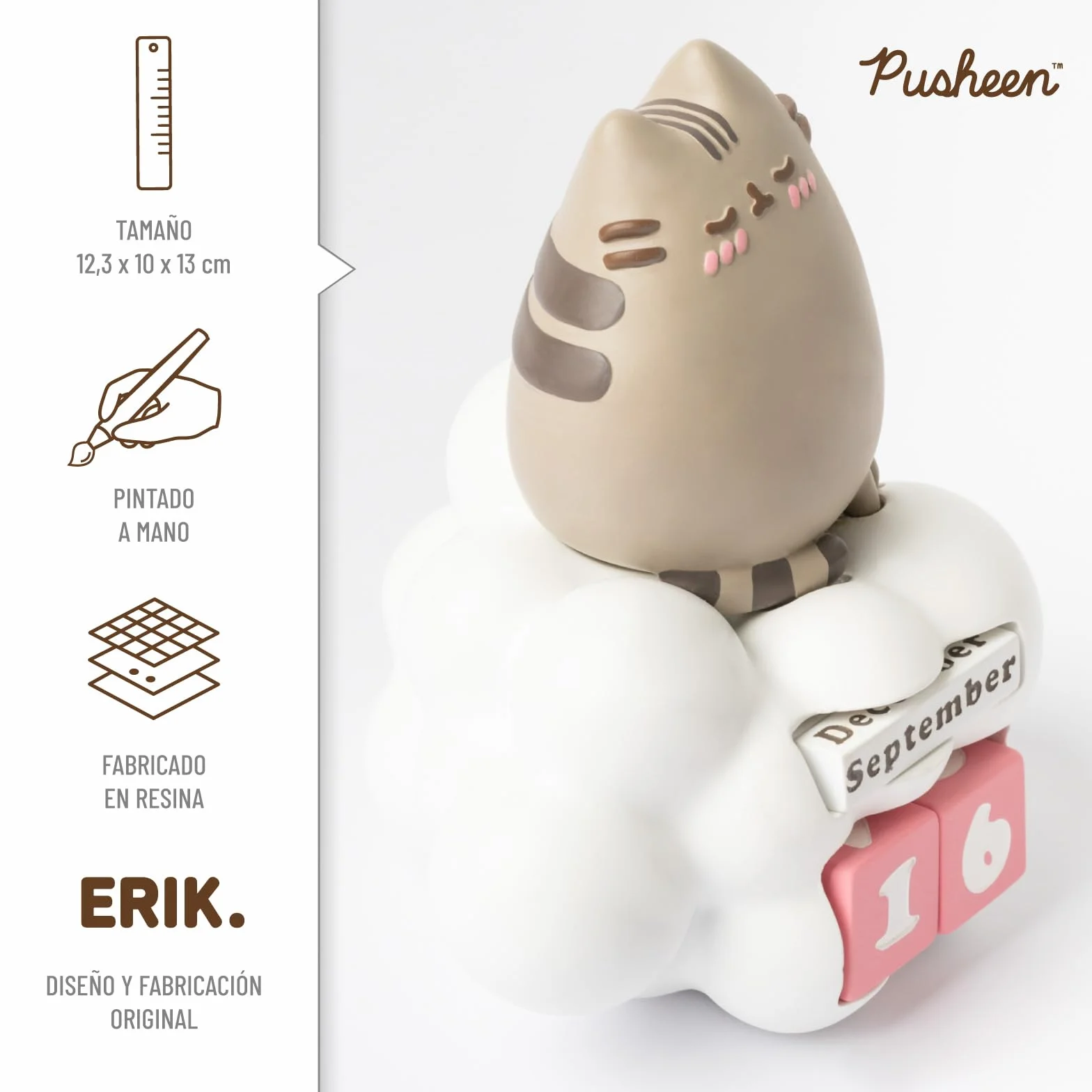 Calendario Perpetuo Pusheen 3D - Figura gato Kawaii para Decoracion Habitacion niña - Calendario sobremesa para niños │ Regalos Pusheen Cat Merchandising Oficial