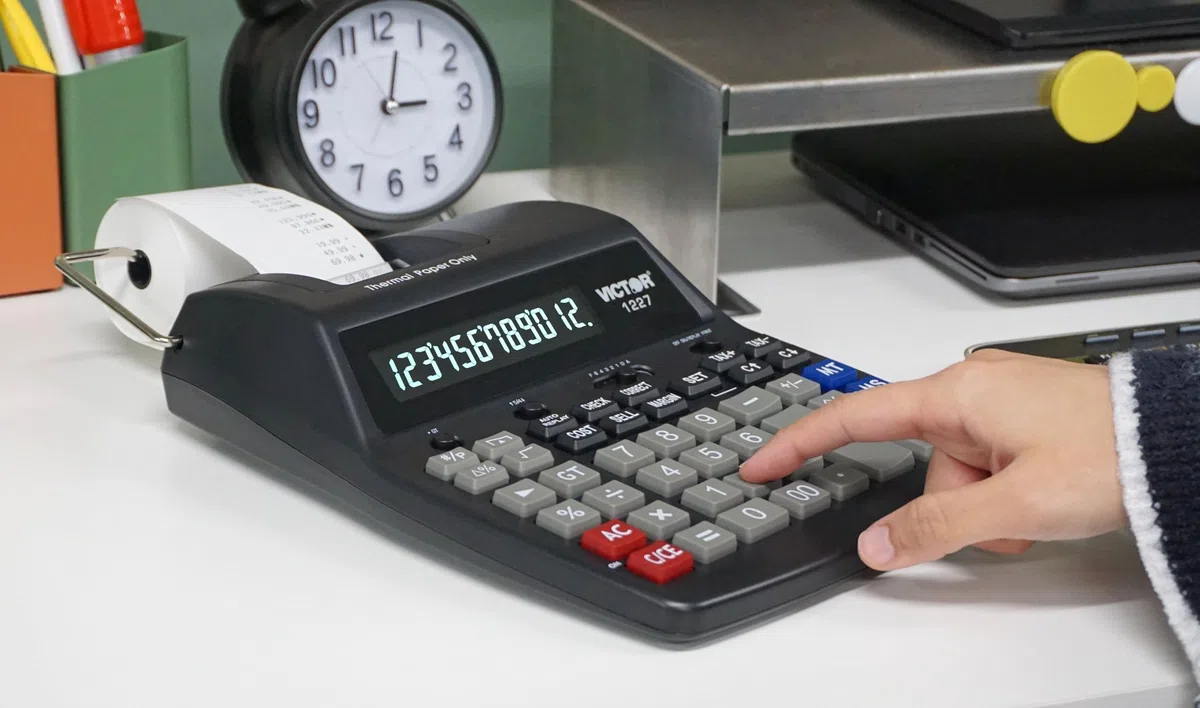 Victor Calculadora de impresión térmica con comprobación y corrección: impresión rápida, sin tinta, pantalla grande, resultados sin manchas para oficina y contabilidad