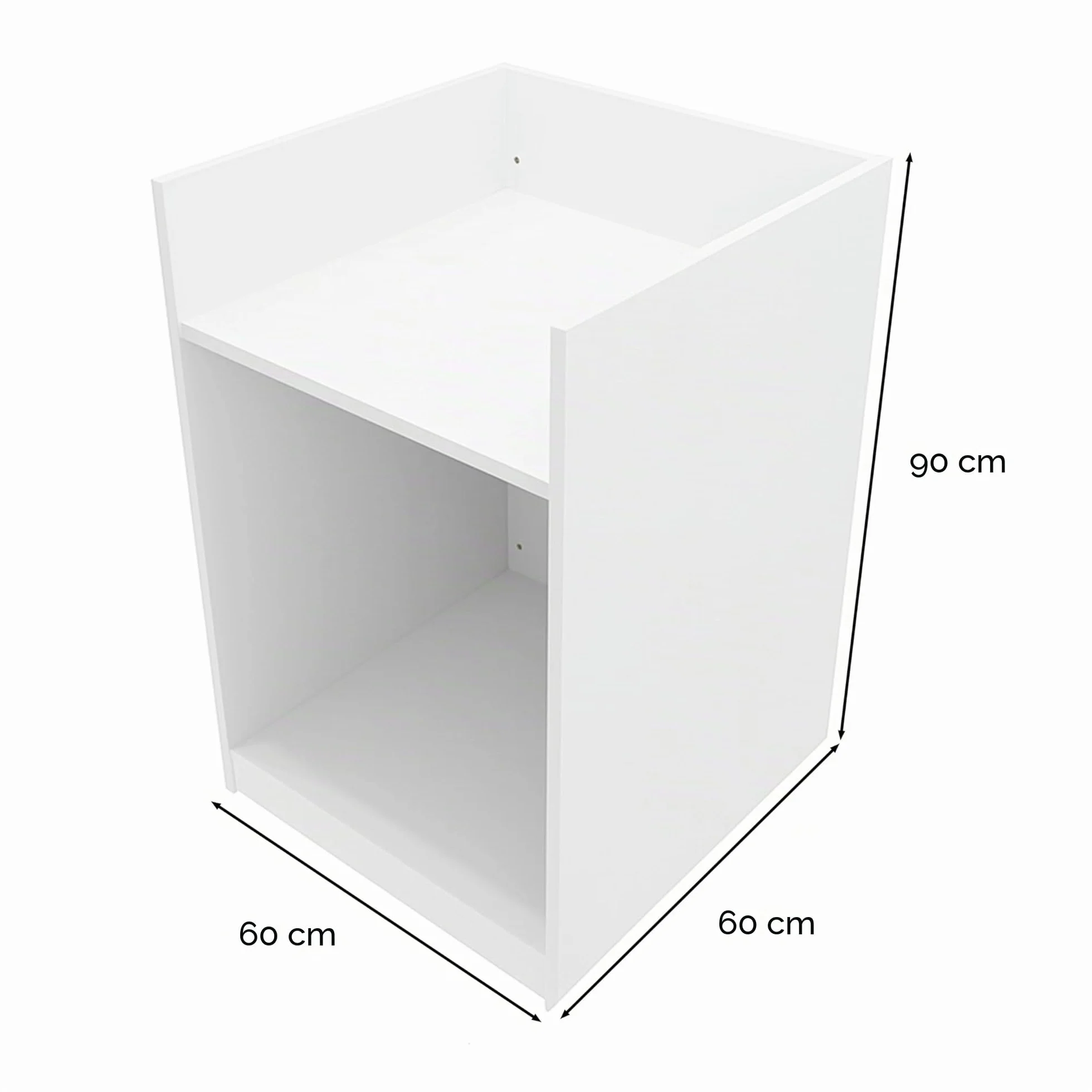 Mostrador para Caja Registradora MDF Blanco 60x60x90cm Modular Compacto 2 Estantes