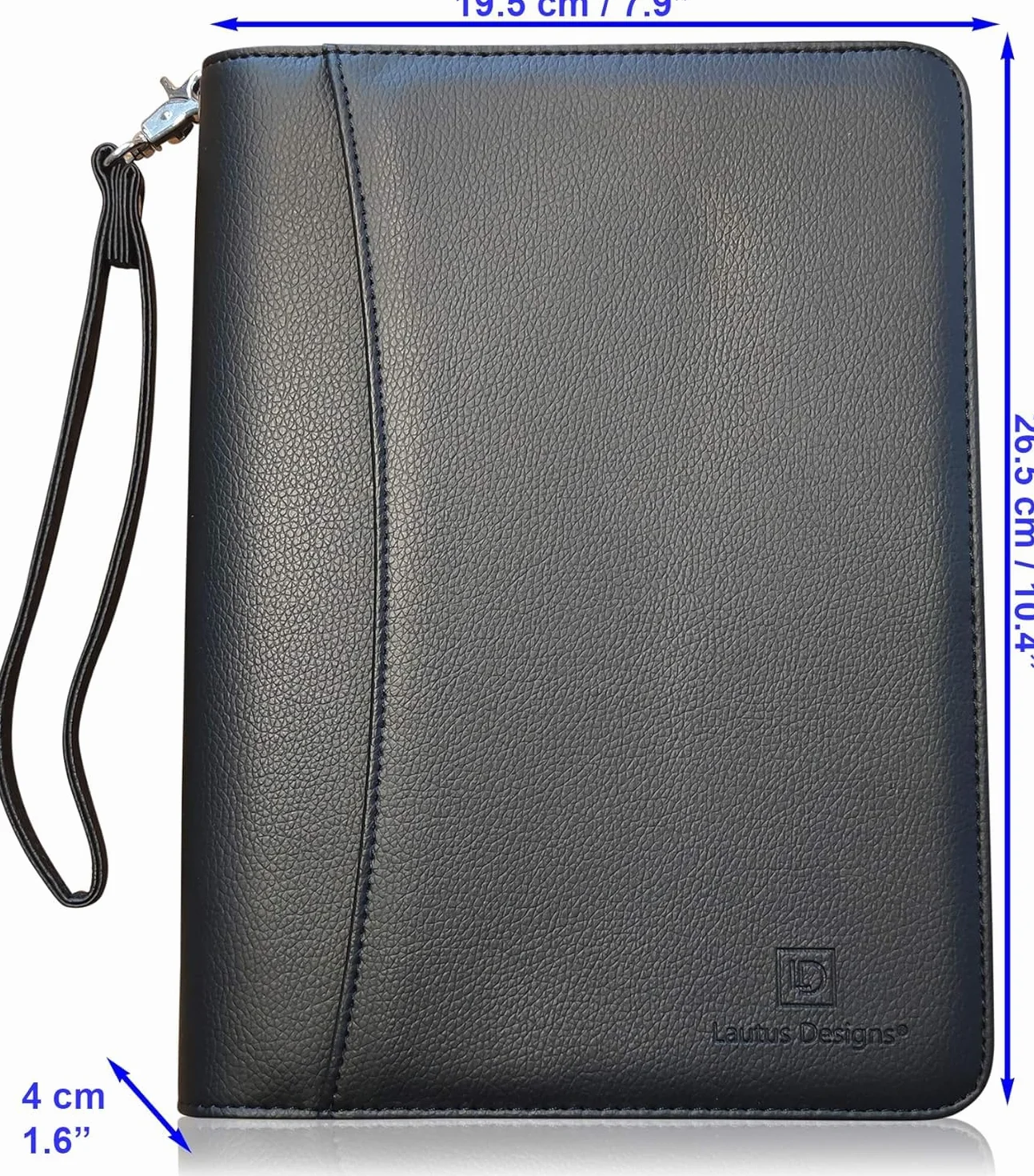 Portafolio de Negocios con Cremallera – Organizador de Cuero PU Premium, Pequeño Bloc de Notas & Funda para Tableta de 8 Pulgadas – Carpeta para Trabajo, Reuniones & Viajes – Negro