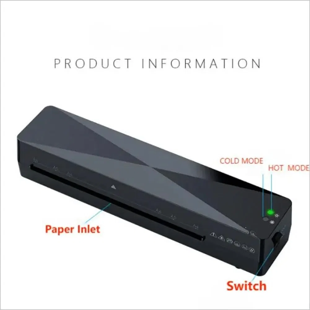 Plastificadora de documentos Máquina Laminadora A4/A5/A6, ABS, protección trasera, temperatura constante inteligente, rollo de película para laminado, para oficina, escuela y uso comercial.