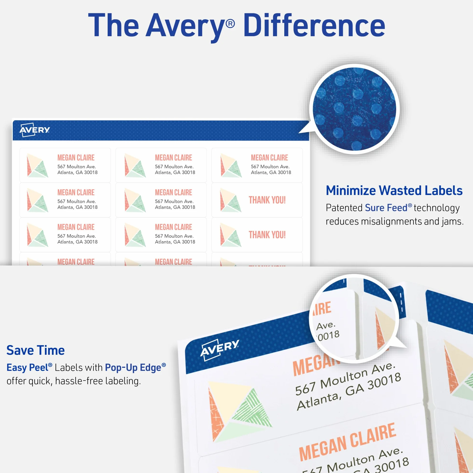 Avery 5160 Etiquetas autoadhesivas blancas para direcciones (blancas, autoadhesivas, láser, rectangulares con esquinas redondeadas, 3000 artículos, 100 hojas)