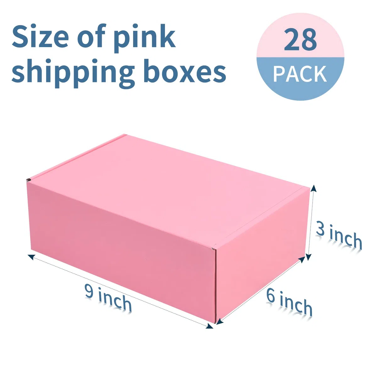 SNOGSWOG Paquete de 28 cajas de envío rosas de 22,8 x 15,2 x 7,6 cm para pequeñas empresas, caja de regalo de cartón corrugado para correo, envío, almacenamiento, envolver regalos