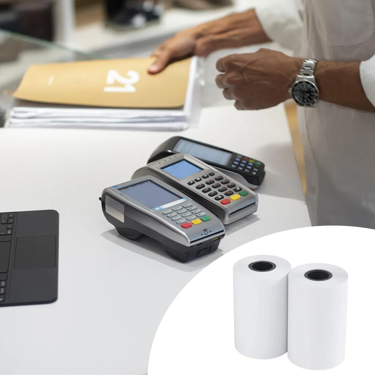 MERCURY TEXTIL- Rollos de Papel Térmico de 57x35x12mm para todos los TPV, Datafonos, Tickets e impresoras térmicas, Impresión Duradera y Clara sin Bisphenol-A (60 rollos)