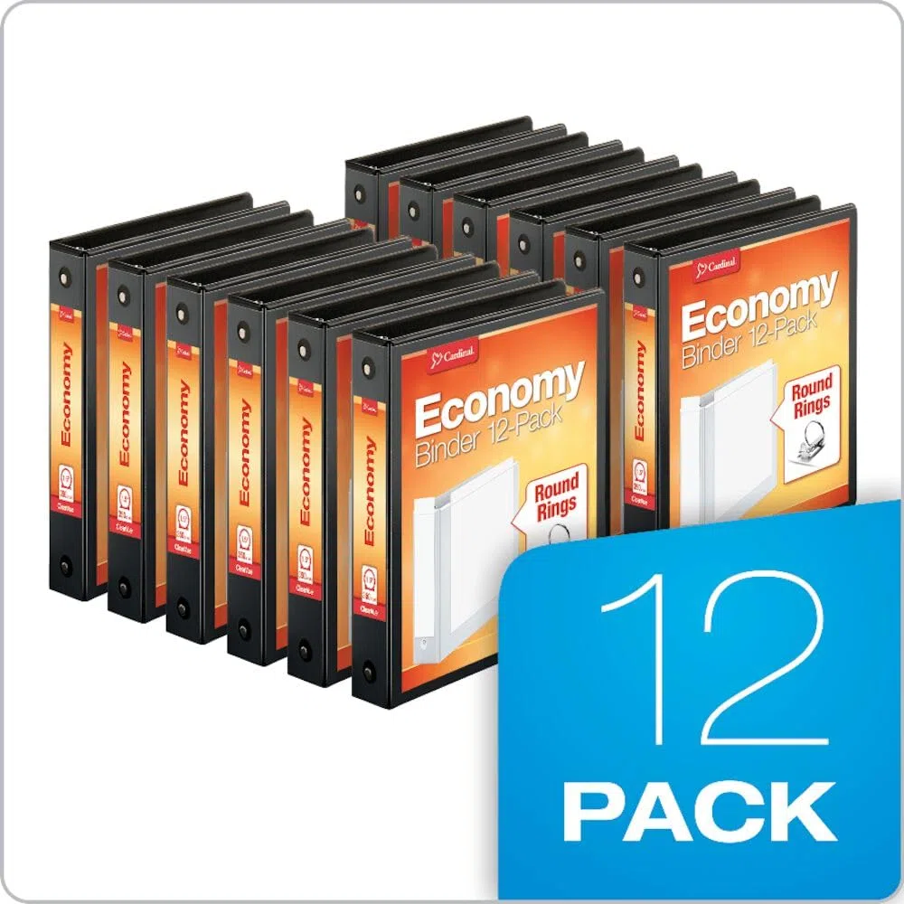 Cardinal by TOPS Products Economy Value ClearVue Round Ring Binders, Case of 12
