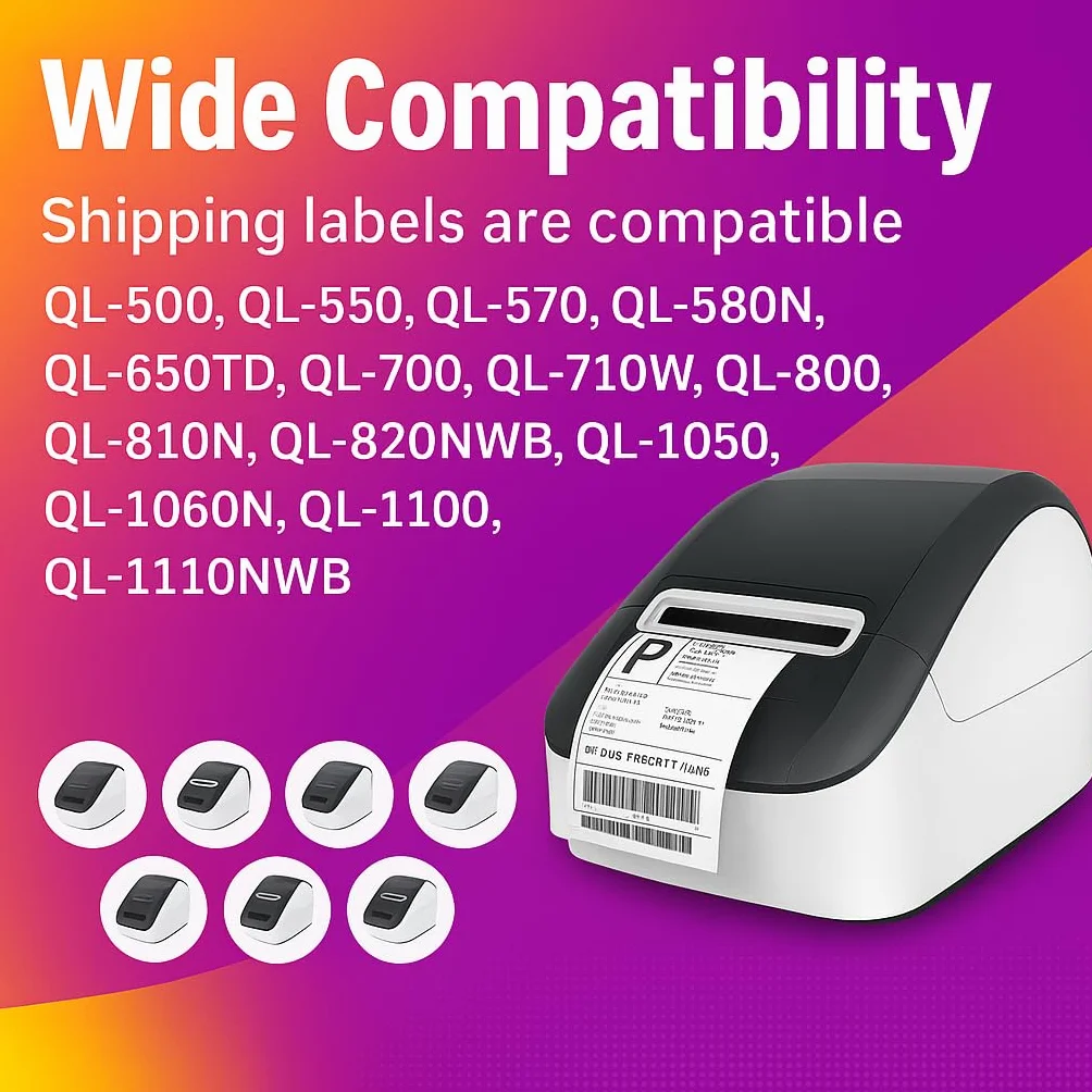5x DK-22205 62 mm x 30,48 m Cintas de Etiquetas continuas compatibles para Brother P-Touch QL-1050 QL-1060N QL-1110NWB QL-1100 QL-500 QL-500BW QL-570 QL-580 QL-700 QL-710W QL-800 QL-810W QL-820NWB