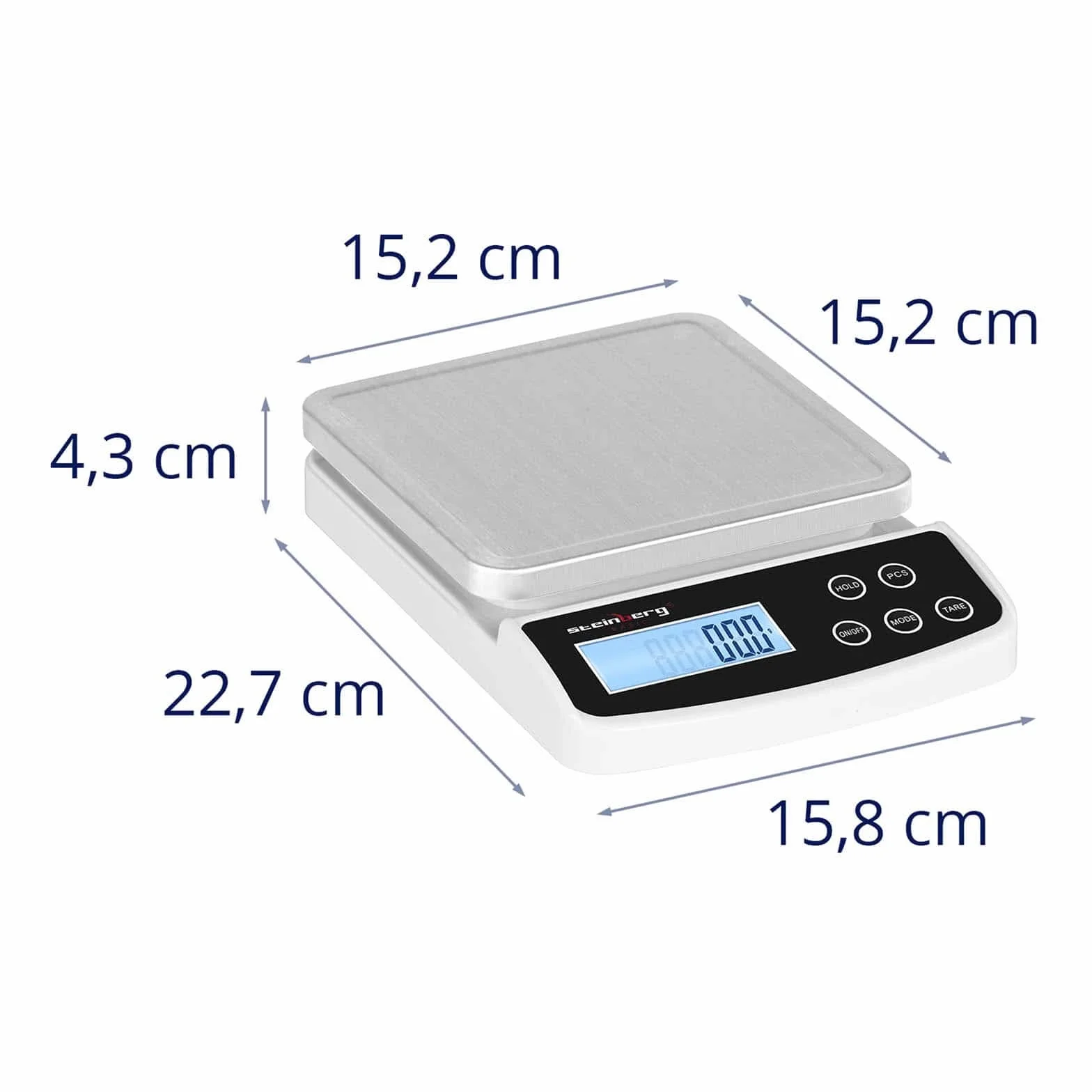 Steinberg Systems Báscula Para Paquetería Digital Balanza Pesacartas SBS-LW-5000/100 (0,6 g - 5 kg, Precisión de 0,1 g, Superficie de pesaje de 15 x 15 cm)