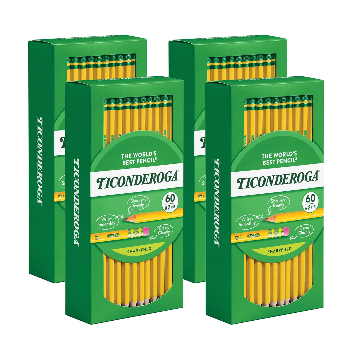 Ticonderoga Lápices con carcasa de madera, preafilados, 2 HB suaves, amarillos, 240 unidades
