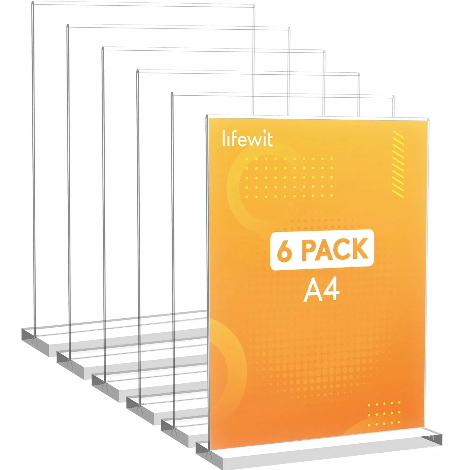 Lifewit Soporte Acrílico para Carteles A4 6 Pack, Doble Cara Transparente, Marco de Fotos de Plástico, 30 x 21 cm