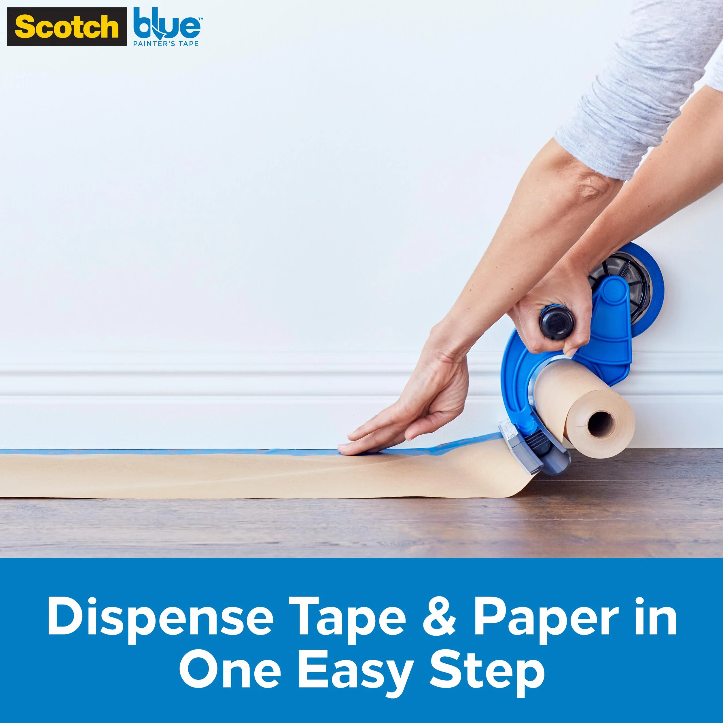 ScotchBlue M1000 Dispensador de Cinta y Papel de Enmascarar - Para usar en ventanas, puertas, bañeras y otras superficies - Protege las superficies de salpicaduras de pintura