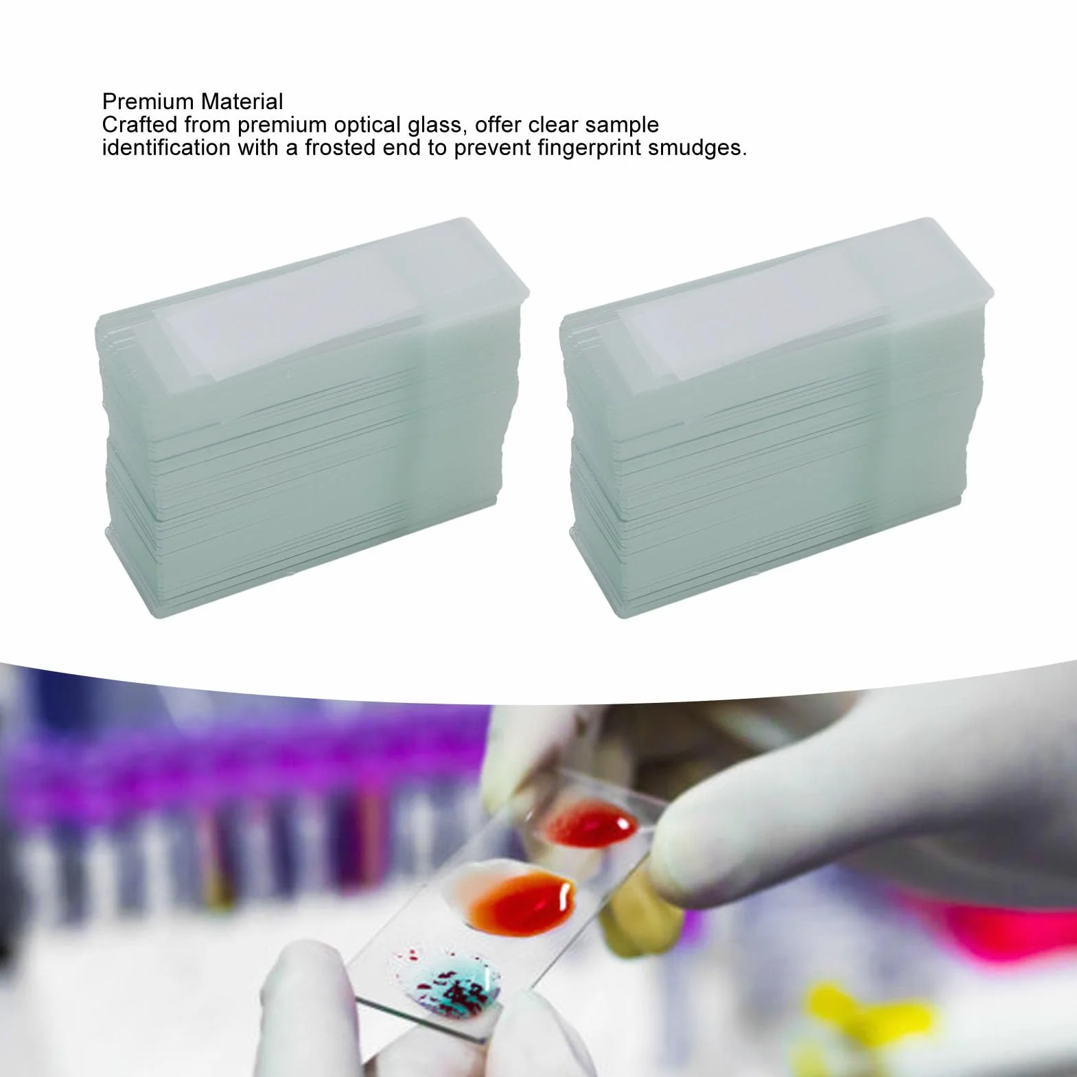 100 portaobjetos de microscopio, portaobjetos de esquina redondeada con bordes esmerilados, portaobjetos de vidrio prelimpiados para microscopio, adecuados para observación de (Grado estándar 1A5105)