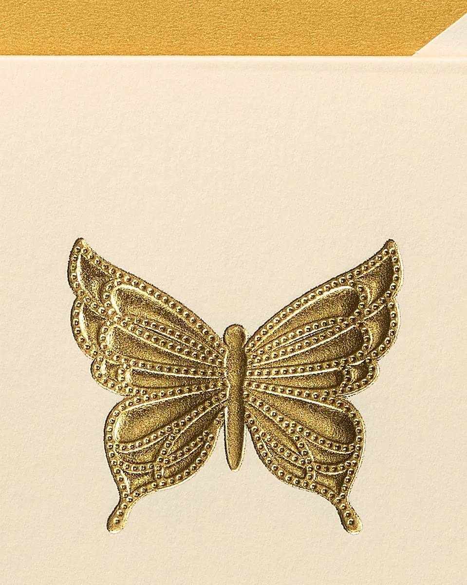Papyrus Tarjetas en blanco con sobres, mariposa dorada, 16 unidades