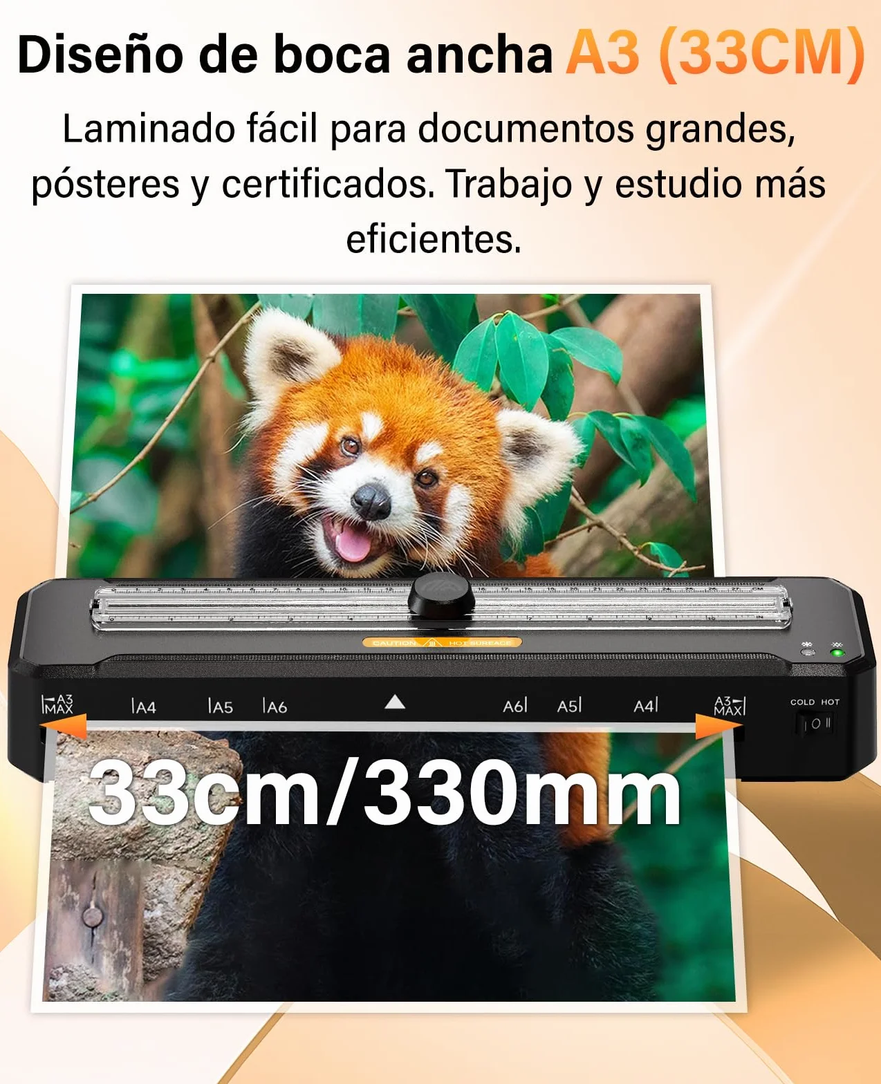 MAXDONE Plastificadora A3 Laminadora Frío Caliente con Bolsas Cortador Redondeador