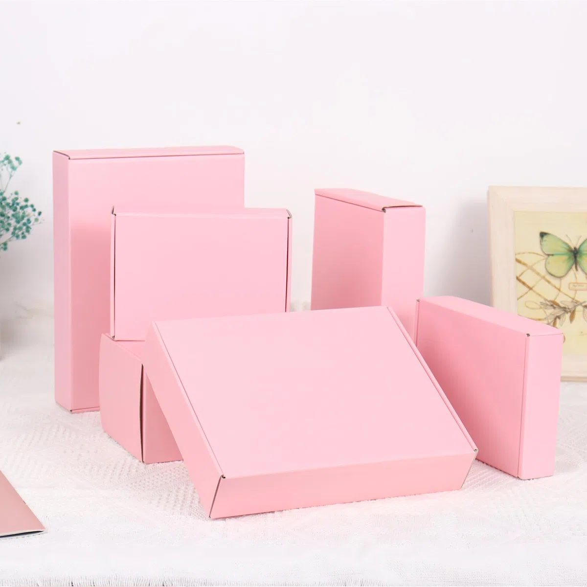 Cajas de envío para embalaje, cajas de cartón corrugado rosa de 9 x 6 x 4 pulgadas, 20 paquetes de cajas de correo medianas para pequeñas empresas