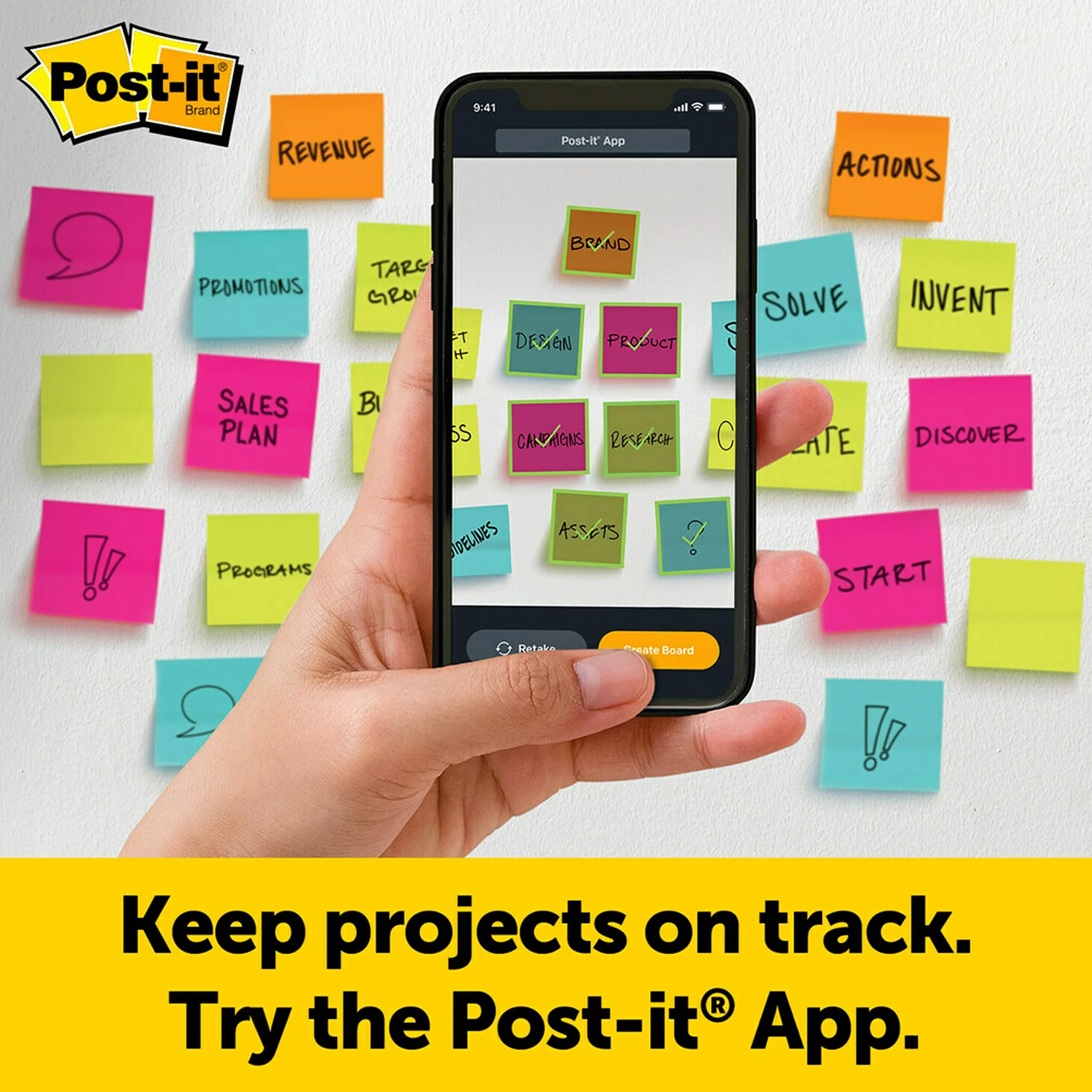 Post-It Super Sticky Notas para Reuniones, Paquete de 1 Bloc de Notas, con 20 Hojas, 584x508 mm, Color Blanco, Para Compartir Ideas y Presentar Visualmente