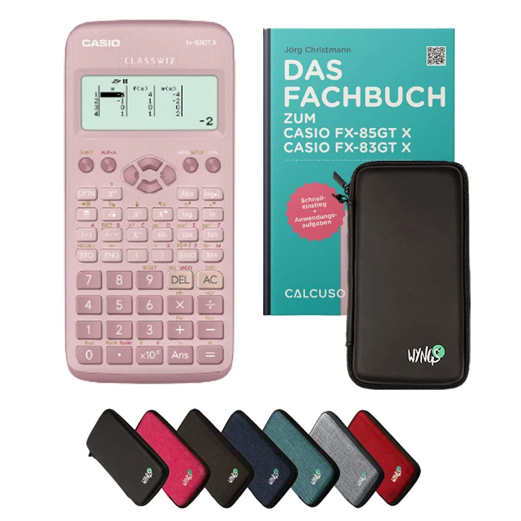 Casio fx-83GT X Incl. Funda Protectora Negro y Libro especializado (64 páginas, DIN A5) – Calculadora científica – Smart Set (Alemán)