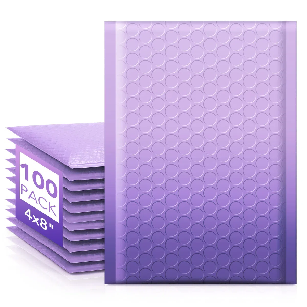 Fuxury Paquete de 100 sobres opacos de burbujas de 4 x 8 pulgadas, sobres acolchados de burbujas de color morado degradado, patrón de fuerte adherencia para envío de joyas, maquillaje #000