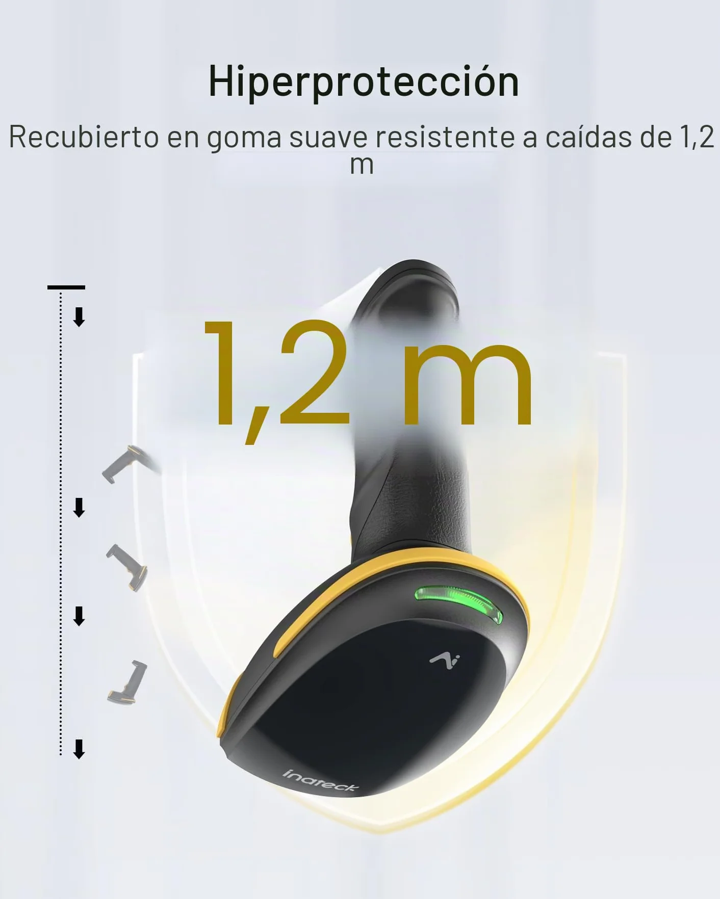 Inateck Escáner de Códigos de Barras Bluetooth 2D, Escáner QR Code 2D Inalámbrico con Batería de 2600 mAh y Base de Carga Inteligente, Escáner Portátil Compatible con AI, App, SDK, BCST-36