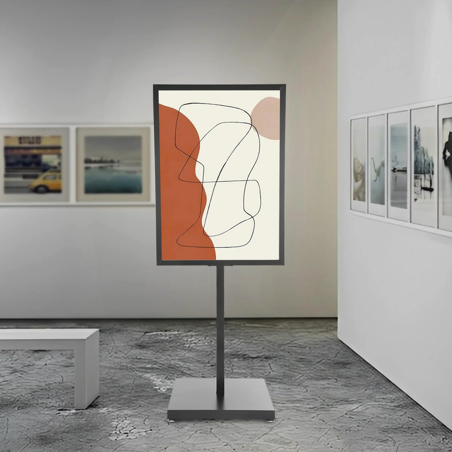 Soporte para carteles de 65 x 90 cm, soporte ajustable con base estable de hierro fundido, soporte de suelo para carteles, publicidad, ventas, señales de tráfico, soporte de exhibición