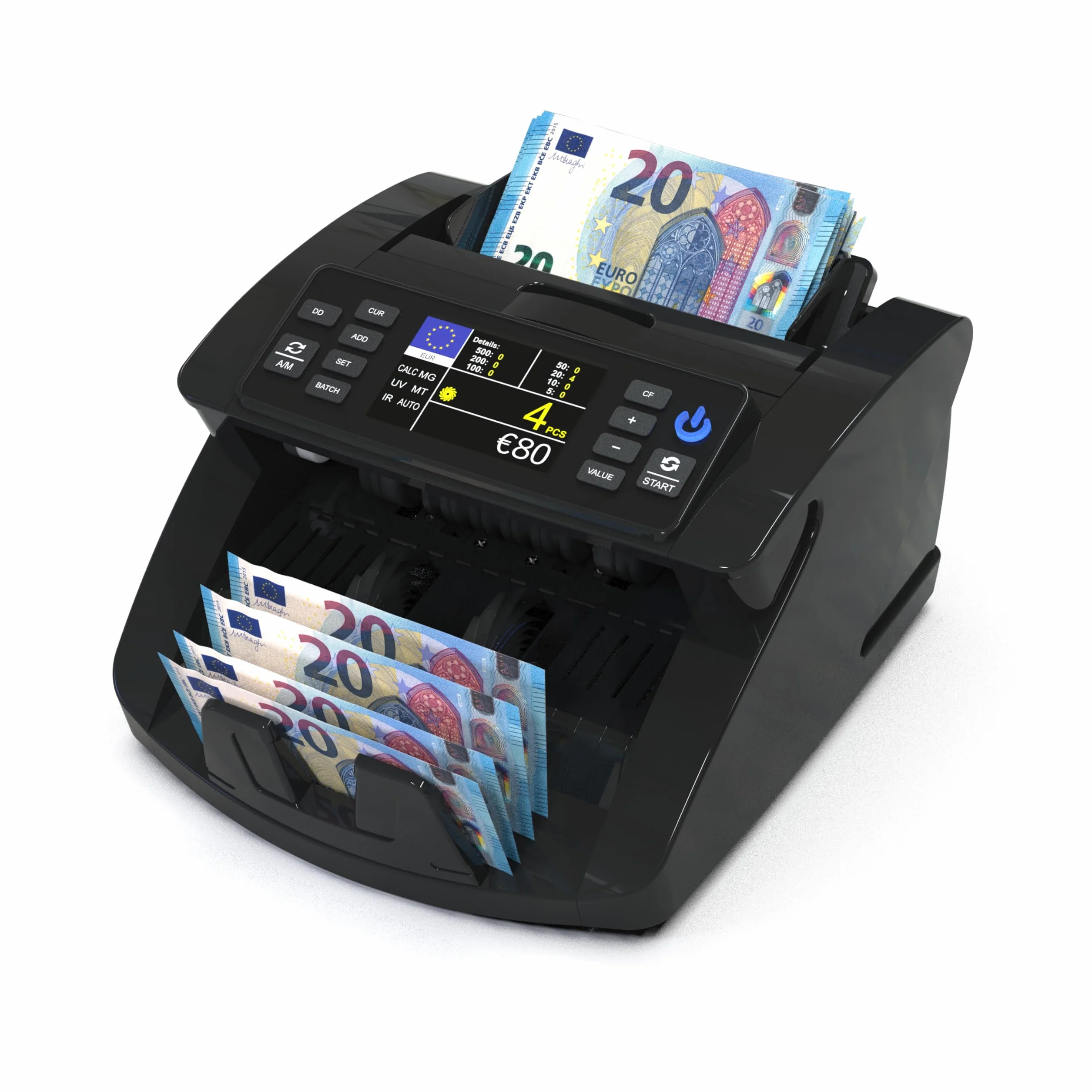 Detectalia V10 Contadora de Billetes UV/MG/IR/MT/DD 1000 Bill/min Pantalla TFT 3.5"