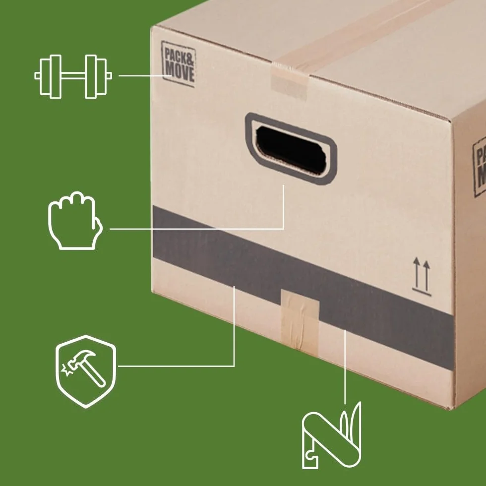 Pack de cajas de cartón para mudanza 72L - 60x40x30cm - certificados FSC 70% - Charge max 20KG - Pack and Move (40)