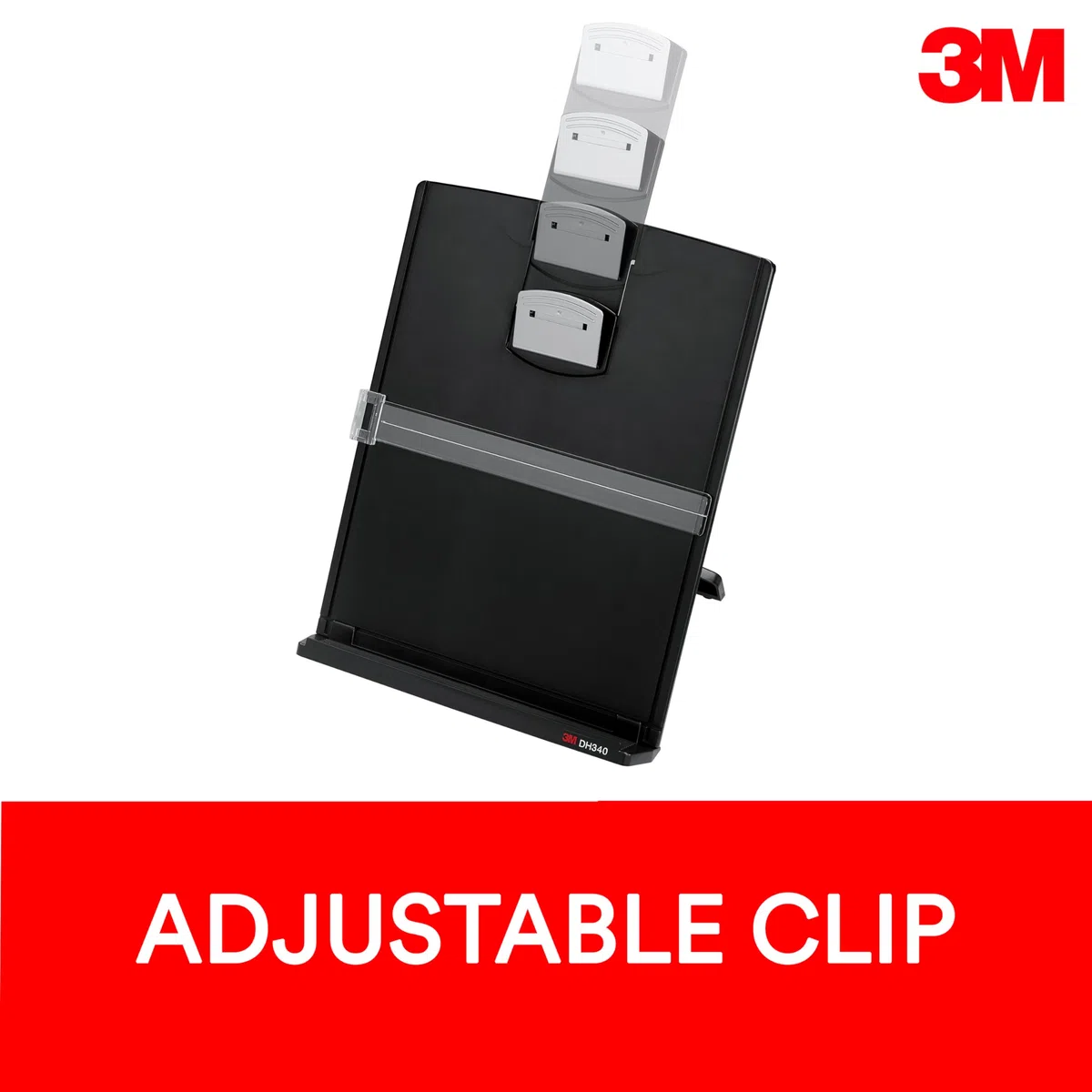 3M Soporte para documentos de escritorio, clip ajustable para documentos verticales y horizontales para una fácil visualización, la repisa inferior tiene borde para mantener hasta 150 hojas en su