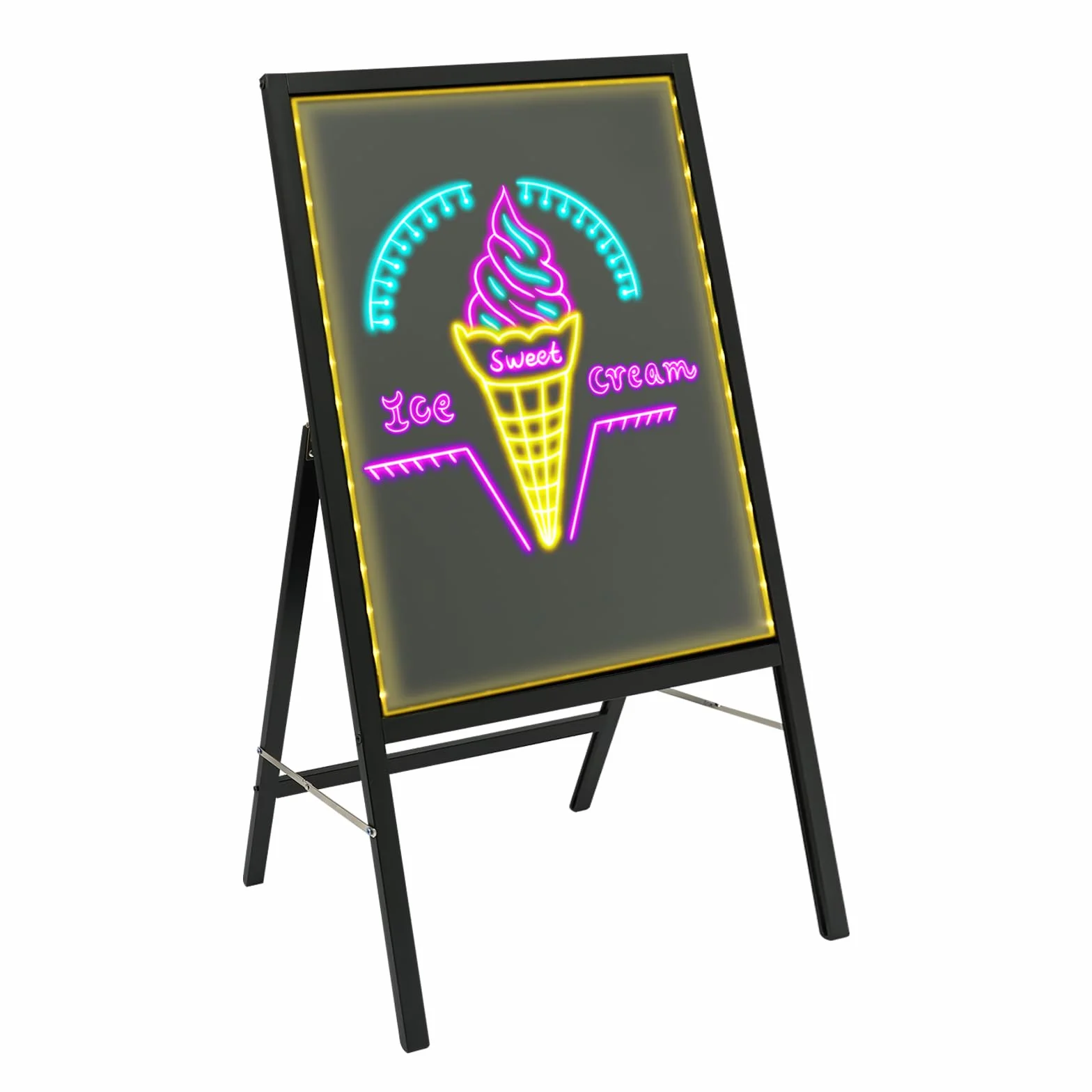 50 cm x 70 cm Pizarra publicitaria luminosa con 8 bolígrafos de neón, mando a distancia, cartel de aviso iluminado, pizarra LED, pizarra borrable, indicador de menús de pie, letreros luminosos