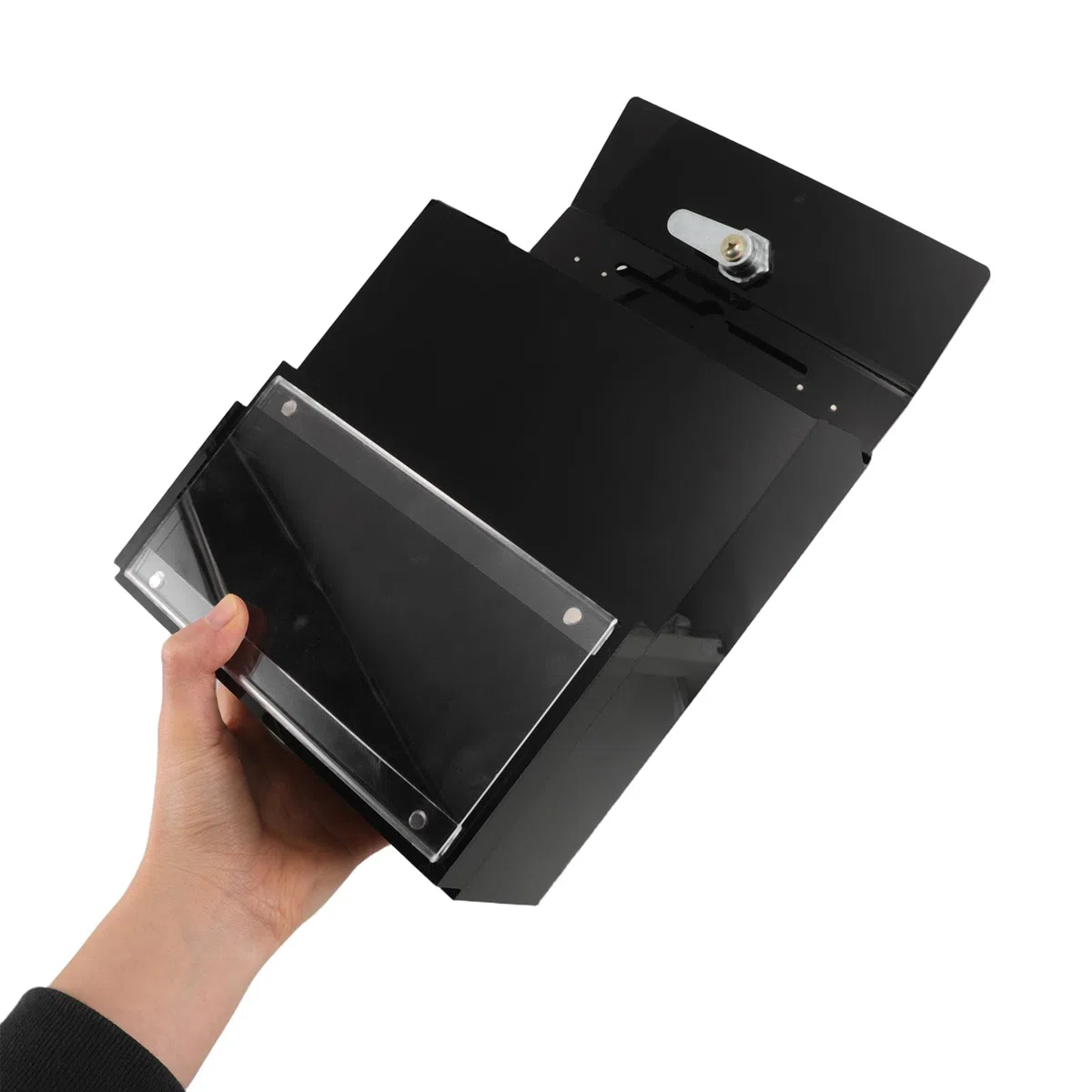 Caja de Donaciones Uso Versátil con Ranura para Tarjetas Acrílica Negra para Recaudación de Fondos Instalación de Mesa o Pared en Iglesias y Comunidades