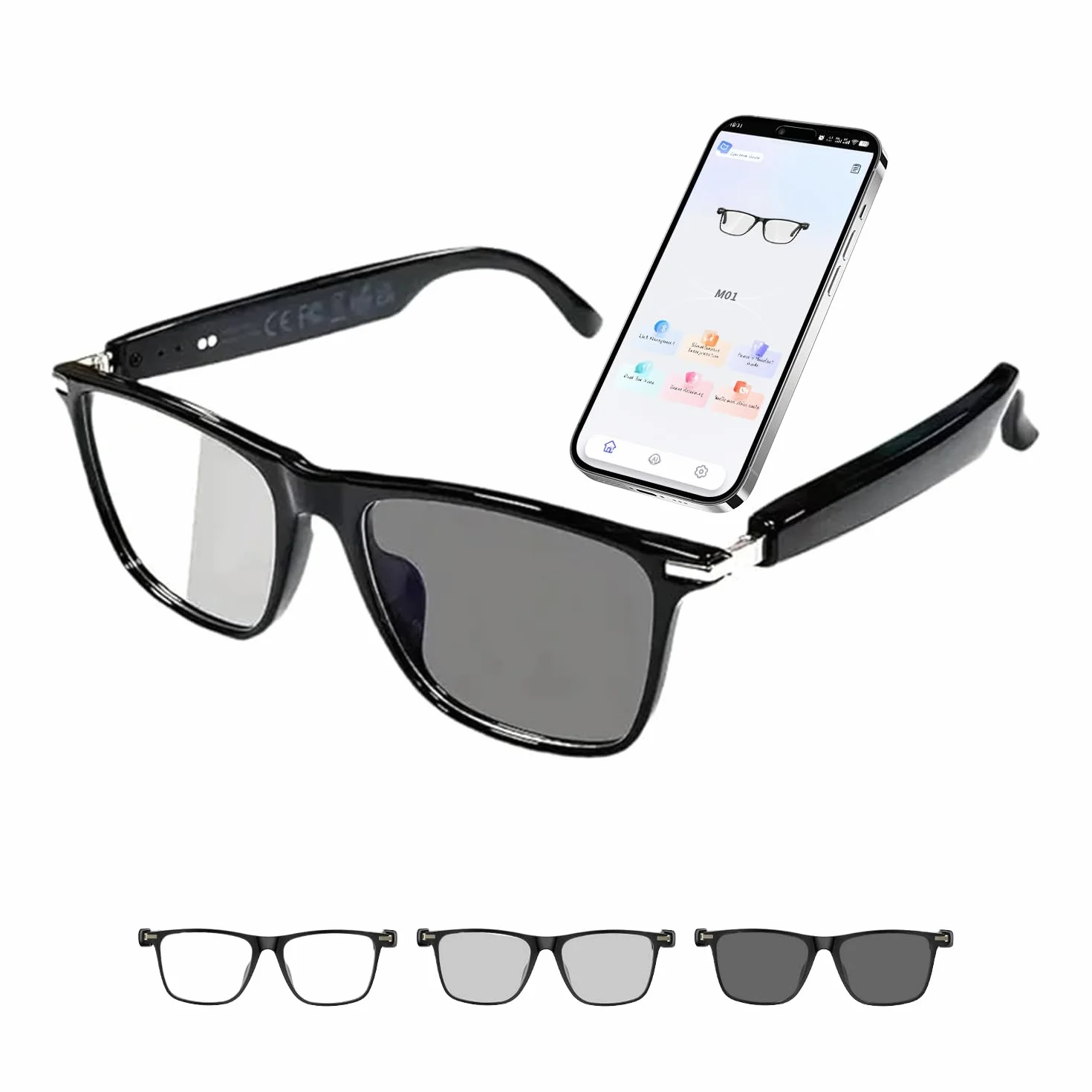 Gafas Inteligentes Bluetooth AI con más de 160 Idiomas, Lentes Que cambian de Color, Altavoz Integrado y Audio Claro - Gafas de traductor de Voz en Tiempo Real para Viajes, reuniones y Uso