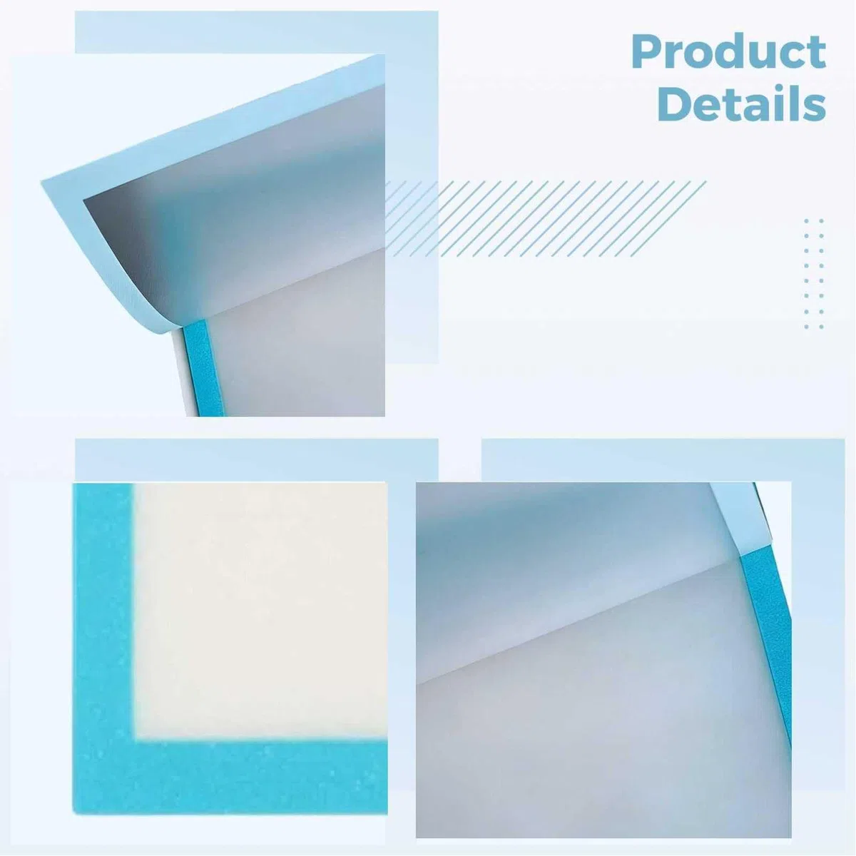 Generisch 6 notas adhesivas azules con purpurina, 50 hojas por bloc de notas adhesivas transparentes, notas adhesivas con borde de purpurina, blocs de notas de 12 x 9,5 cm, blocs de notas para escuela