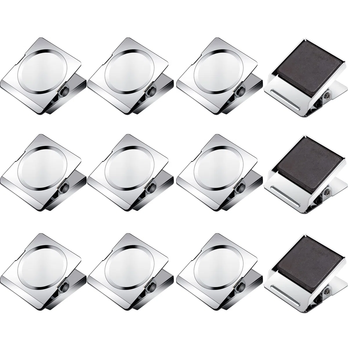 Clips magnéticos de 1.77 pulgadas, paquete de 12 clips magnéticos resistentes para pizarra blanca, refrigerador, aula, clips de metal magnéticos grandes para colgar