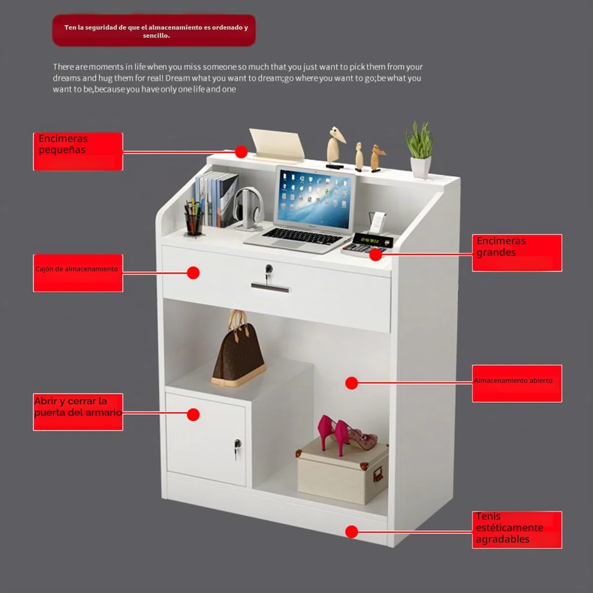 Mostrador De Caja, Escritorio De Recepción para Oficina O Restaurante Simple Y Moderno, Recepción Pequeña, Gabinete De Cajero para Tienda, Mostrador De Recepción para Peluquerías