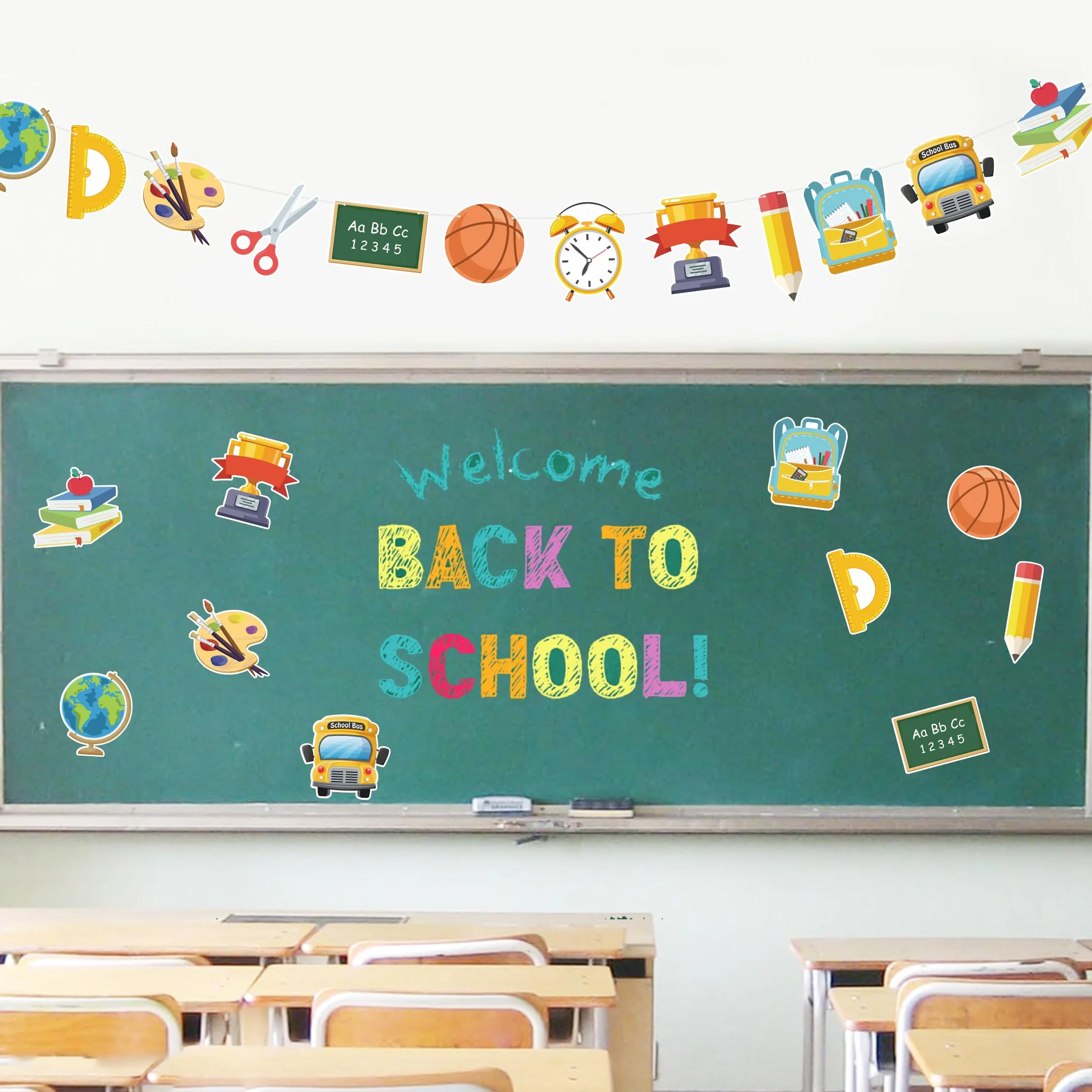 2 pancartas de papel para decoración de regreso a clases