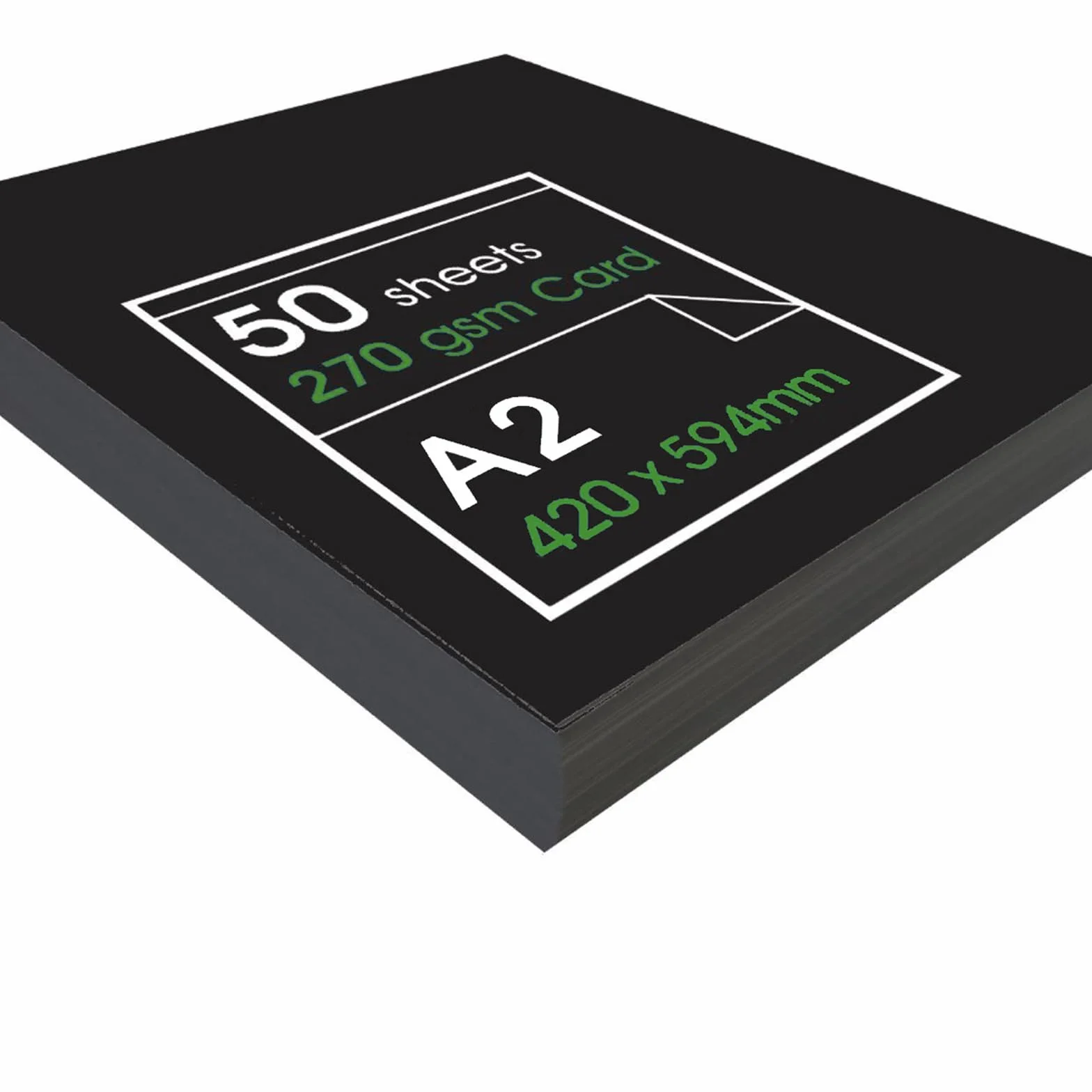 Artway Enviro A2 Cartulina Negra - 50 Hojas de 270gsm Cartulina/Papel Negro Reciclado
