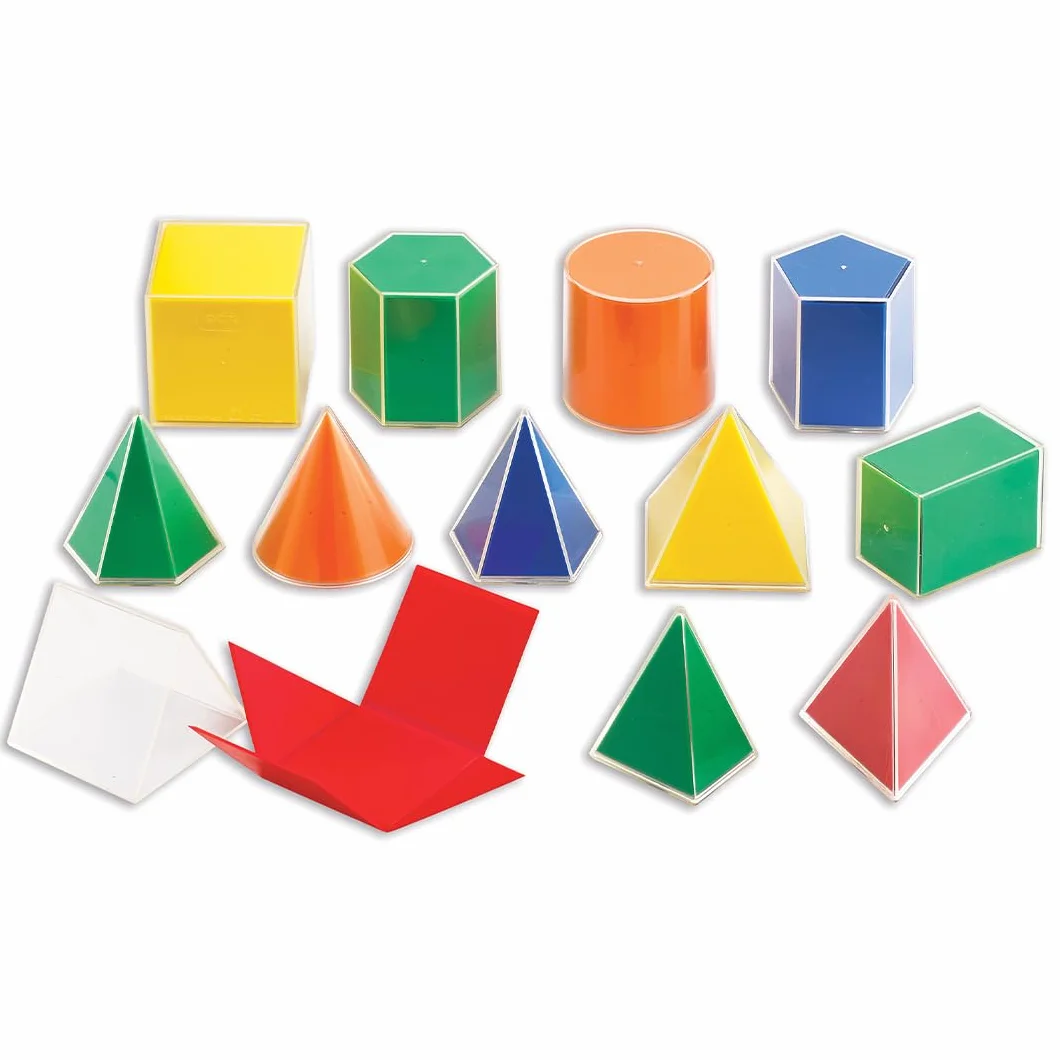 Learning Advantage edxeducation 2D3D - Sólidos geométricos | Juego de 24 | 12 Formas, 12 Redes Plegables y guía de Actividades | Manipulación de matemáticas y geometría para niños