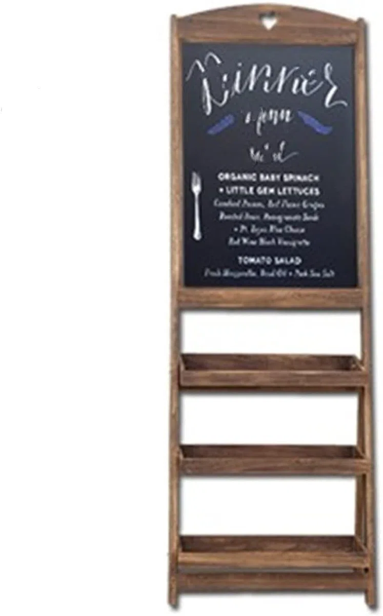 Pizarras decorativas Pizarra vertical retro con soporte de flores, pequeño tablero de dibujo pizarra for la tienda de restaurantes Publicidad promocional Menú de la pared de la escuela de la Ofi