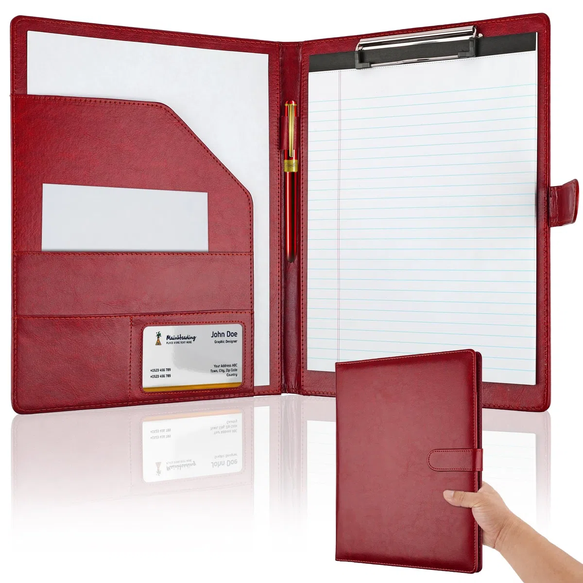 Carpeta profesional con portapapeles, carpeta de piel sintética, soporte legal para bloc de notas tamaño carta A4, currículum, escritura, organizador ideal para conferencias de oficina de negocios