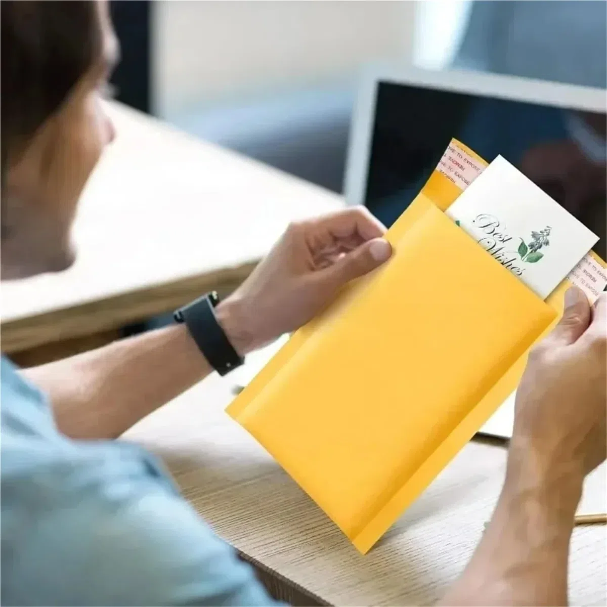 bolsas para envíos Sobres acolchados de papel kraft con burbujas amarillas(50PACK,18 * 23cm)